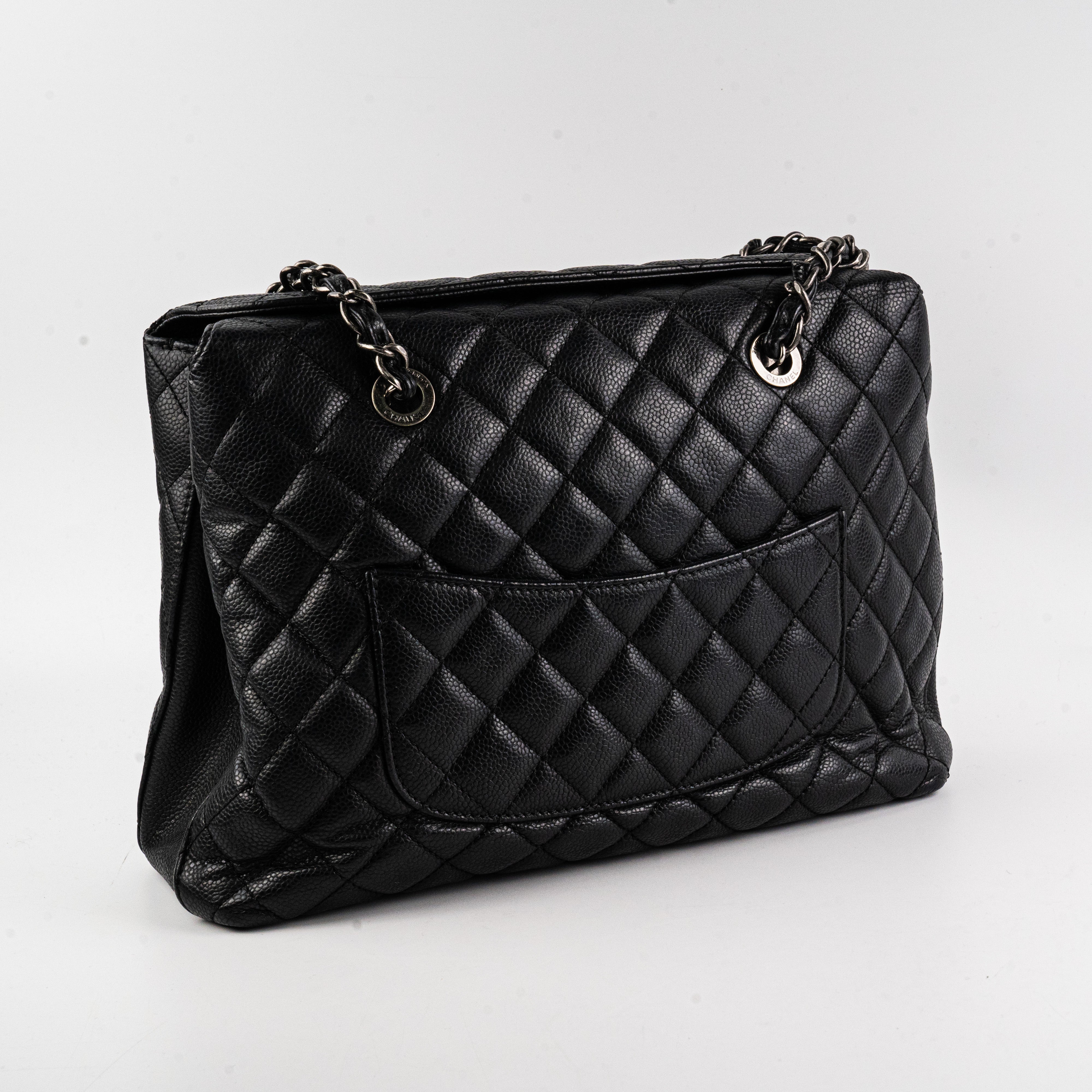 Chanel Caviar Leather Shoulder Tote Bag - Classic Black Handbag for Women | Perfect for Work, Travel & Everyday Luxury