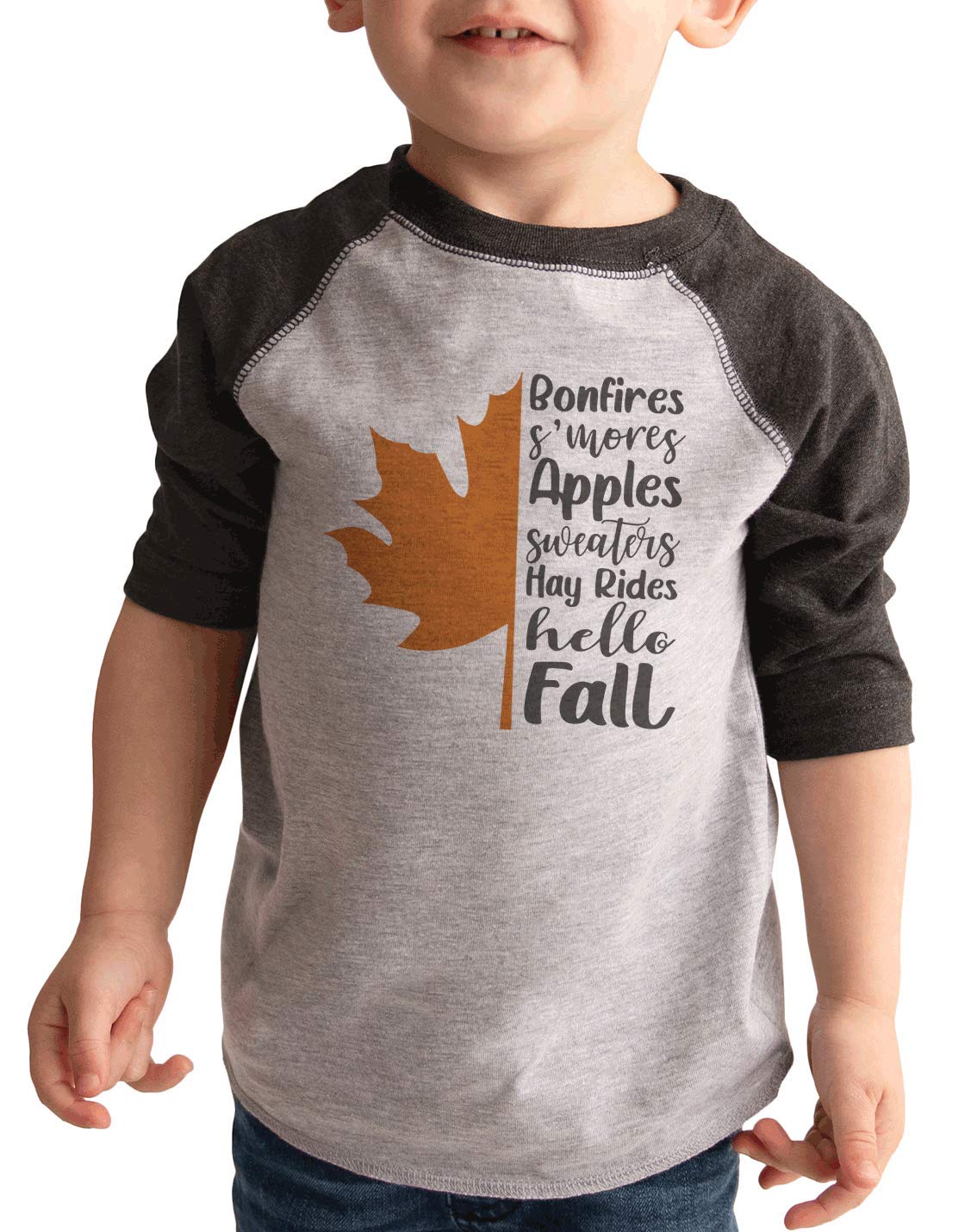 7 ate 9 Apparel Kids Fall Maple Leaf Shirt - Cute Autumn Graphic Tee for Boys & Girls - Perfect for Halloween, Thanksgiving & Family Photos