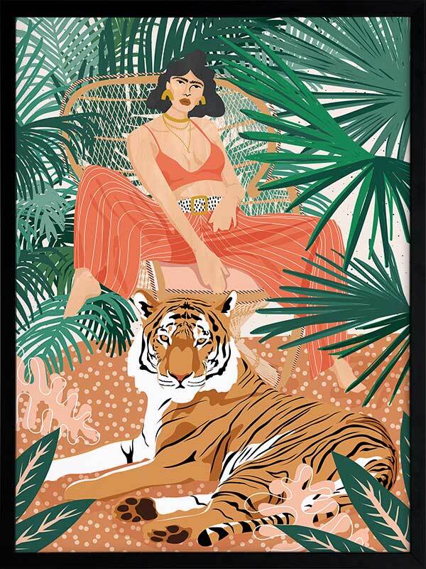 Easy Tiger Framed Art Print - Premium Wildlife Wall Decor for Home & Office - Perfect for Living Room, Bedroom, or Office Space