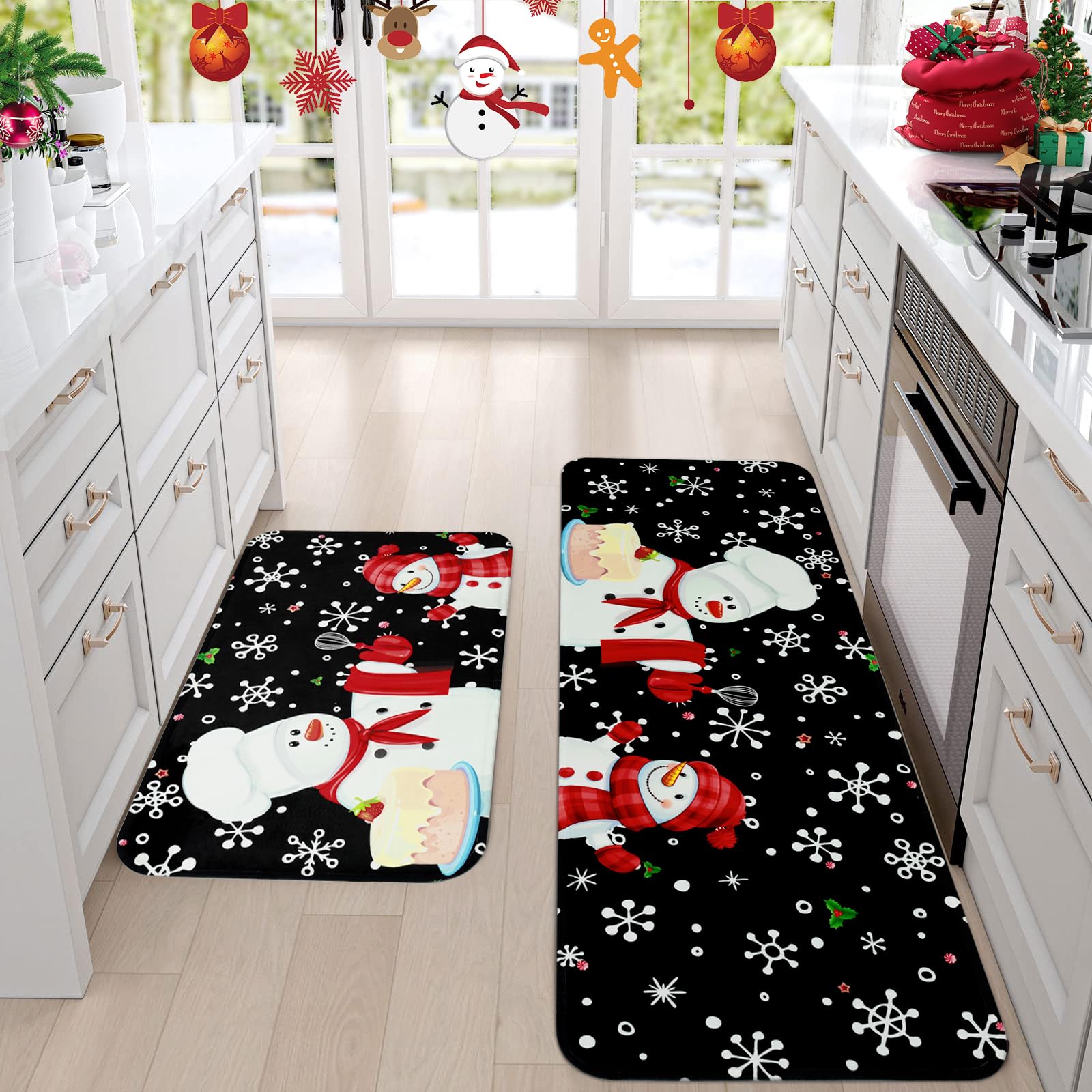 2-Piece Non-Slip Christmas Kitchen Rugs Set - 18