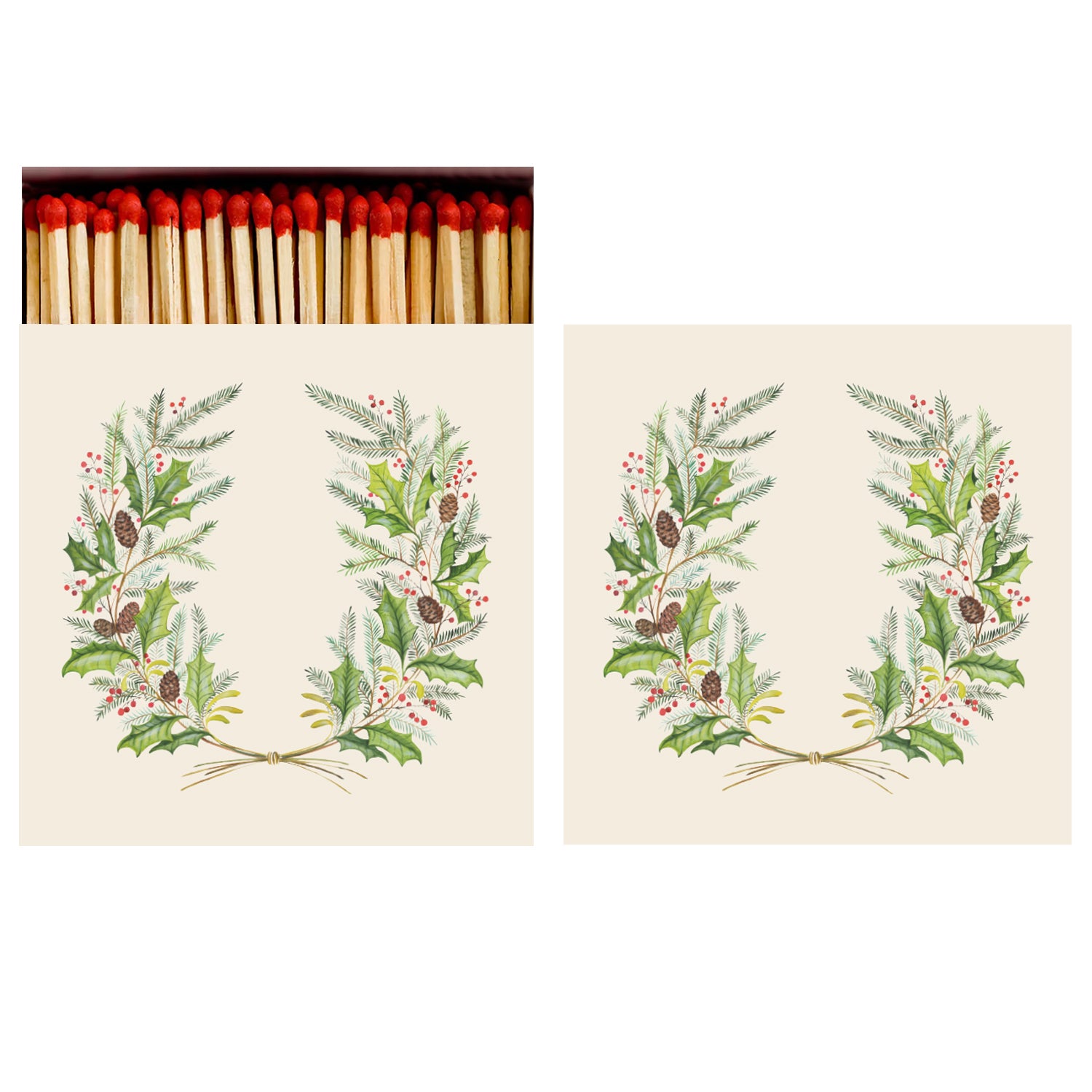 Premium Christmas Sprigs Matches - Holiday Scented Fireplace Matches for Cozy Winter Nights & Festive Decorations
