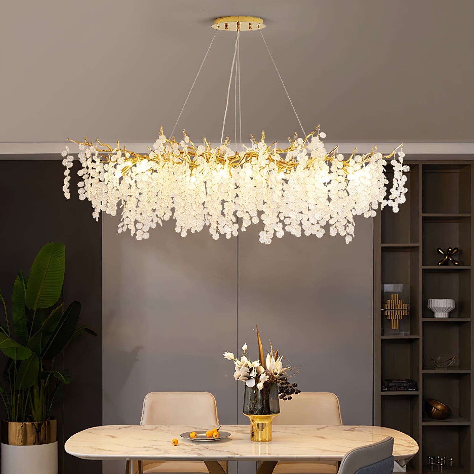 Shiro Noda Elegant Glass Chandeliers - Modern Crystal Ceiling Light Fixtures for Dining Room, Living Room & Bedroom Lighting Decor