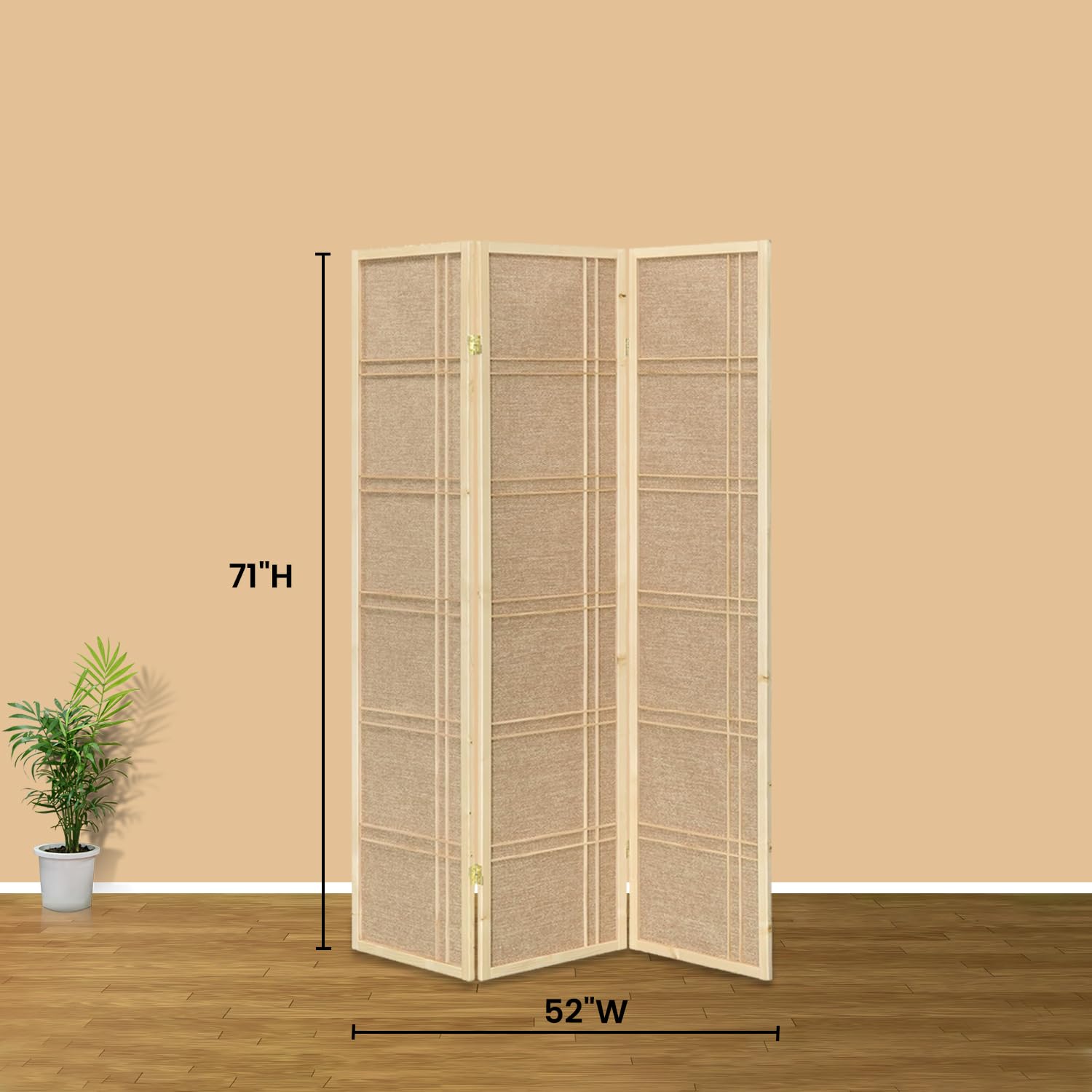 Legacy Decor 3-Panel Rattan Room Divider with Cane Webbing & Decorative Cutouts - Foldable Privacy Screen for Home Office Studio - Natural Bamboo Partition for Indoor Spaces, Bedroom Separation & Event Decor