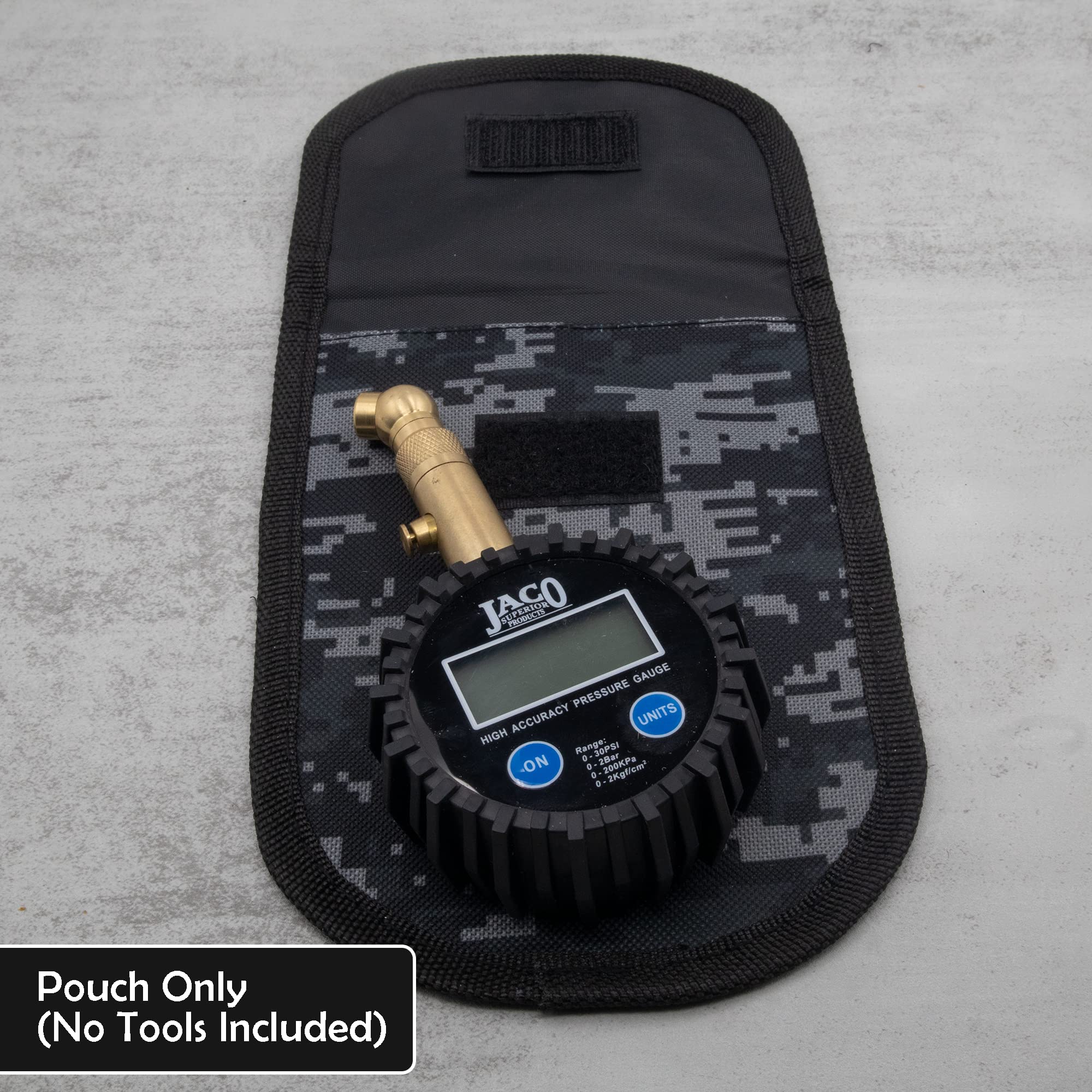 JACO Multi-Purpose Utility Tool Pouch - Heavy Duty Storage Organizer for Tire Gauges, Wrenches & Work Accessories (Digital Camo) - Perfect for Mechanics, DIY Projects & Outdoor Adventures
