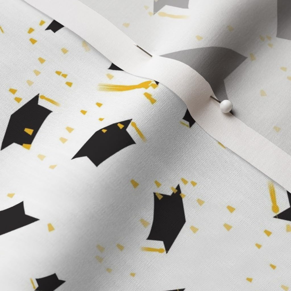 Celebration High School Graduation Cap Printed Cotton Poplin Fabric - Fat Quarter for Sewing, Quilting, Dresses & Apparel Crafts - Perfect for DIY Graduation Gifts, Memory Quilts & Senior Party Decorations