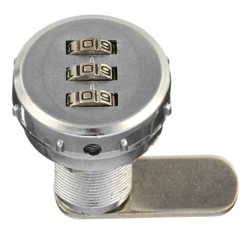 3-Digit Combination Lock - Alloy Cabinet Mailbox Drawer RV Cam Lock - Chrome Finish for Home, Office & Storage Security
