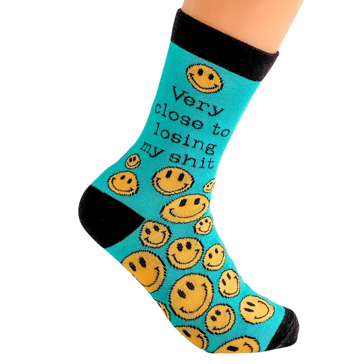 Funny and Crazy Socks with Sayings - 'Very Close to Losing My Shit' Novelty Gifts for Men & Women | Cute Graphic Crew Socks for Adults | Unisex Comfortable Cotton Socks for Office, Gifts, Parties & Everyday Wear