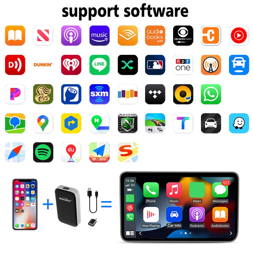 Wireless CarPlay Adapter for iPhone - Convert Wired to Wireless CarPlay Dongle | Plug & Play | Compatible with Cars 2015+ & iOS 10+ | Black | Perfect for Hands-Free Driving & Seamless Music Streaming