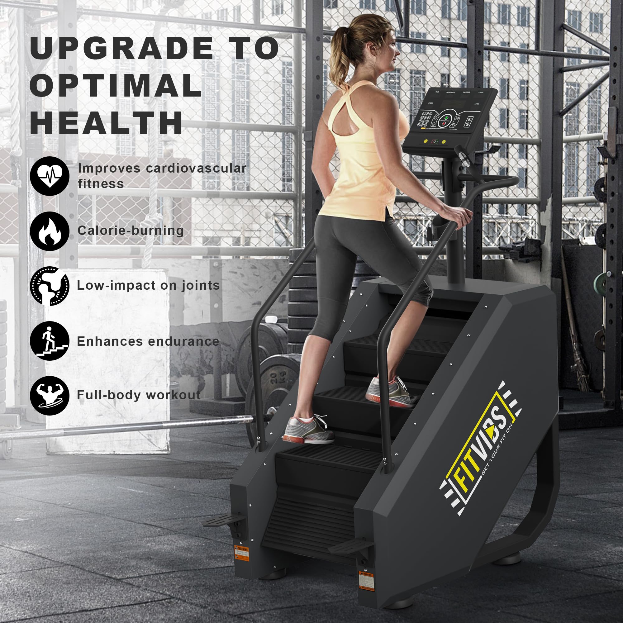 Commercial Grade Stair Stepper Machine - Continuous Climbing Stepper for Cardio & Lower Body Workouts - Home Gym & Office Fitness Equipment