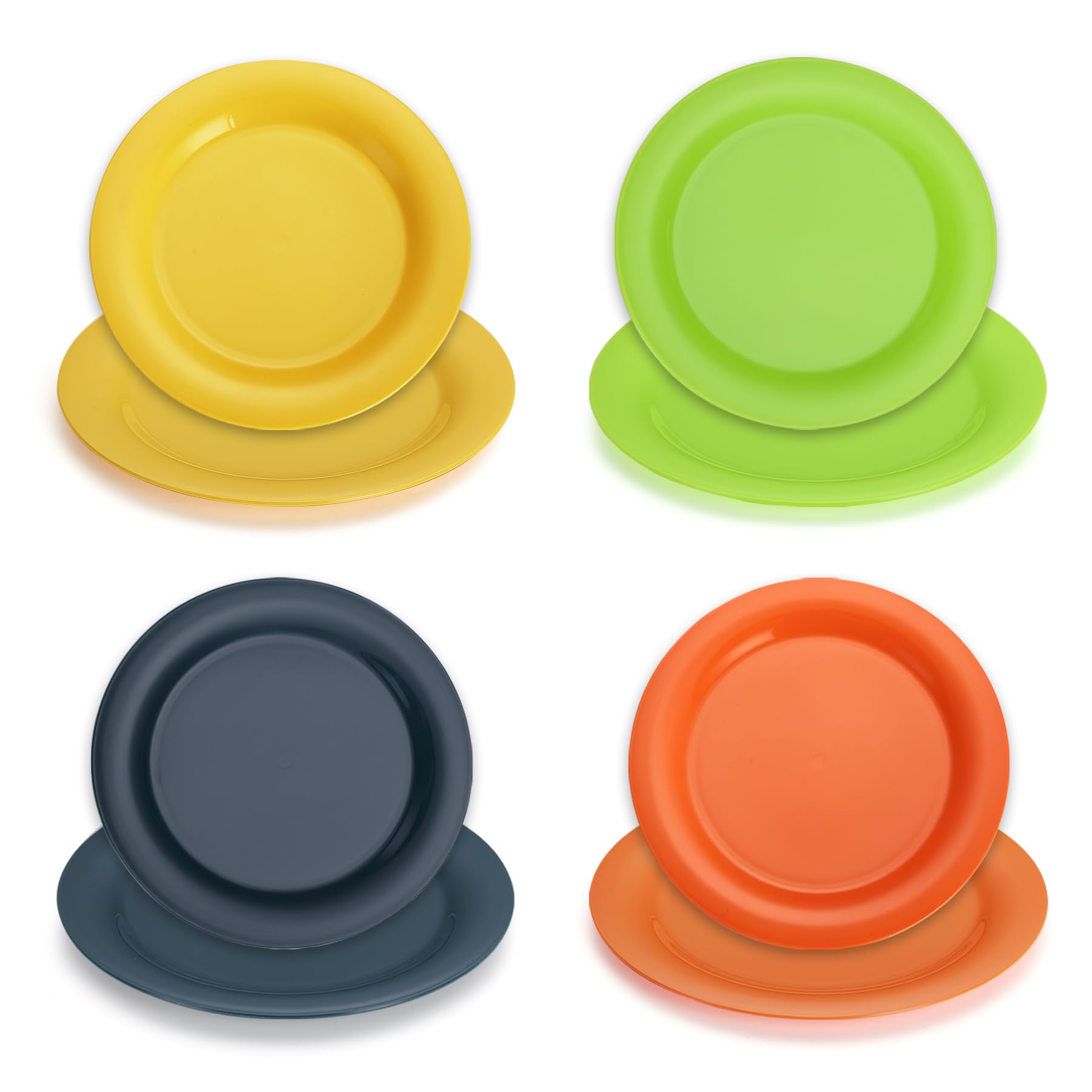 Evanda 8-Piece Unbreakable Plastic Dinner Plates Set - 19cm BPA-Free, Microwave & Dishwasher Safe - Durable Reusable Plates for Kids, Adults, Parties, Picnics & Everyday Use