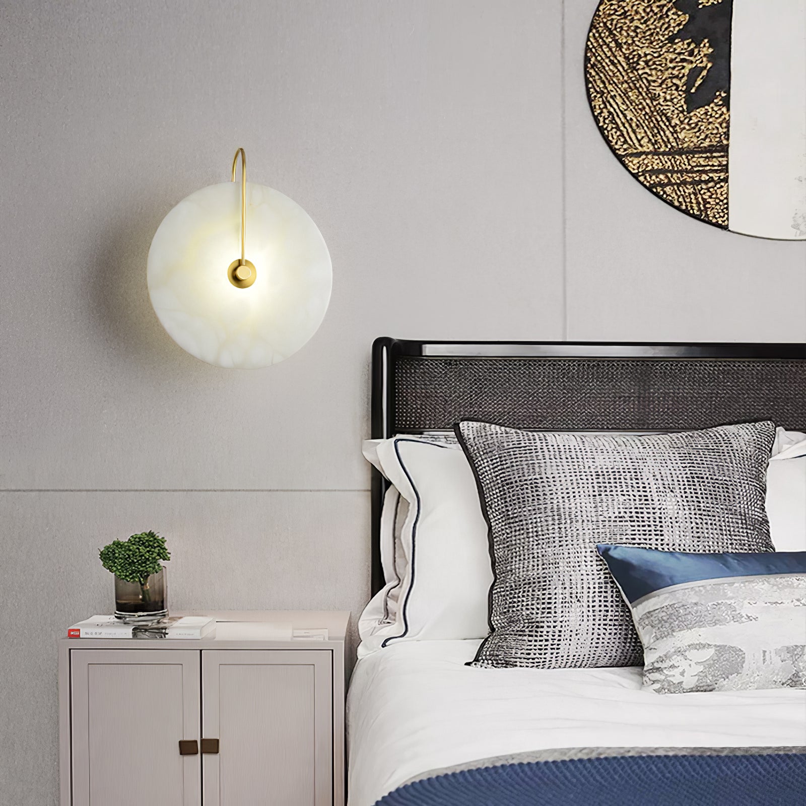 Modern Alabaster LED Wall Lamp - Energy Efficient Dimmable Light Fixture for Bedroom, Living Room & Hallway Decor