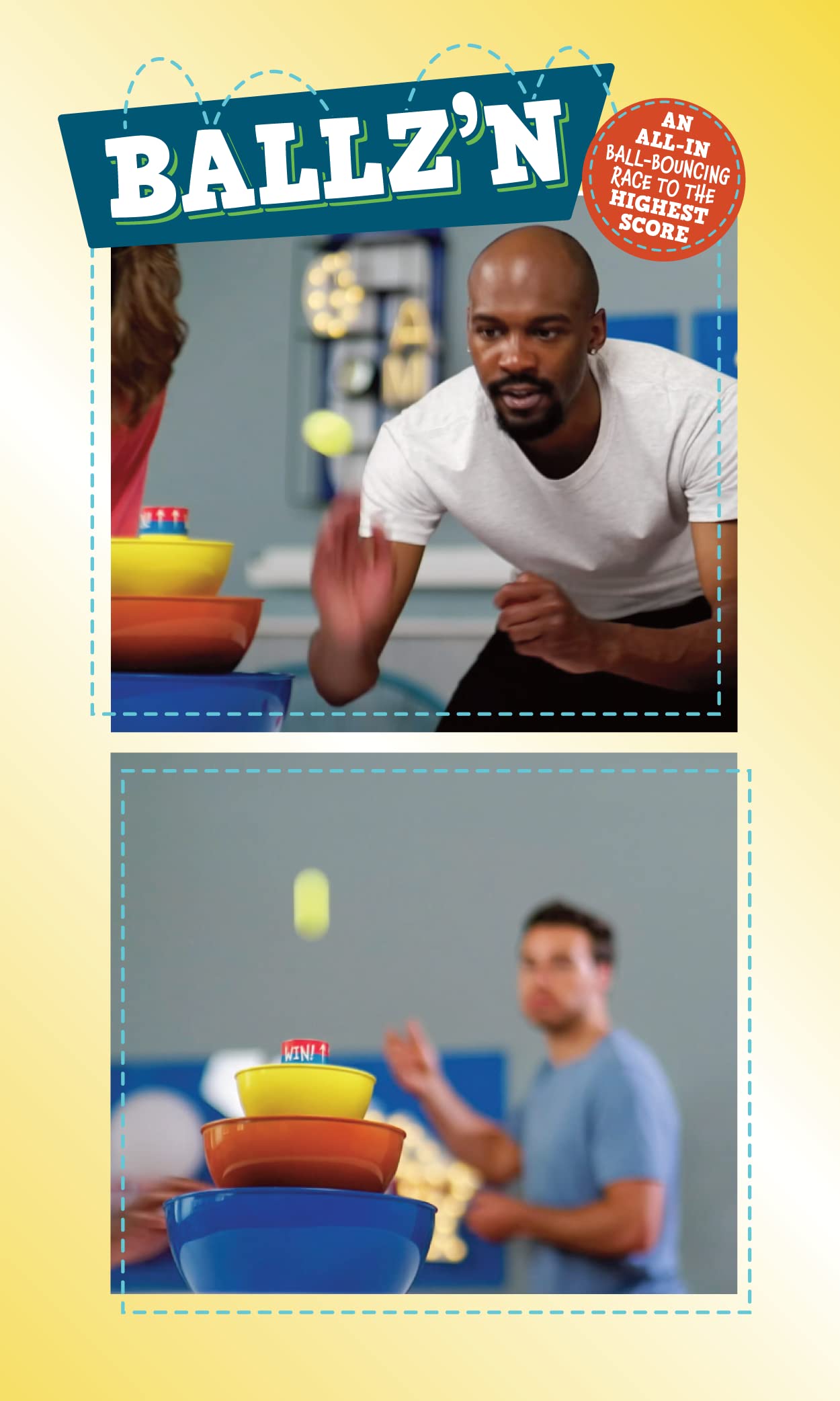 Ballz'n - Fast-Paced Pong Ball Bouncing Trick Shots Game for Adults & Family | Fun Board Game for Parties, Game Nights & Indoor Activities | Portable 2-6 Player Floor Game with Easy Storage | Perfect for Family Gatherings, Adult Parties & Bar Games