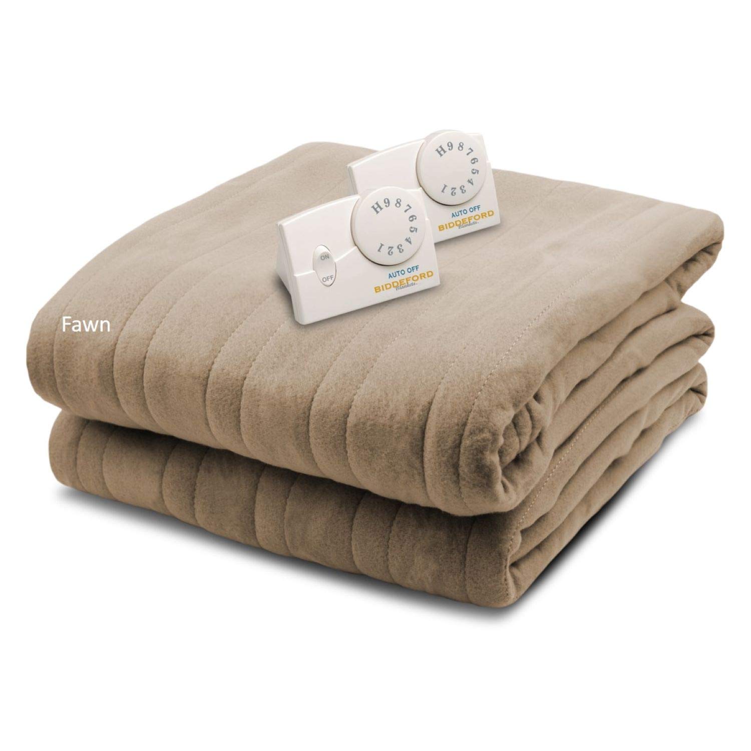 Biddeford Comfort Knit Electric Heated Blanket with Analog Controller - King Size Fawn Color | Ultra Soft Warming Blanket for Winter, Bed, Couch & Home Use