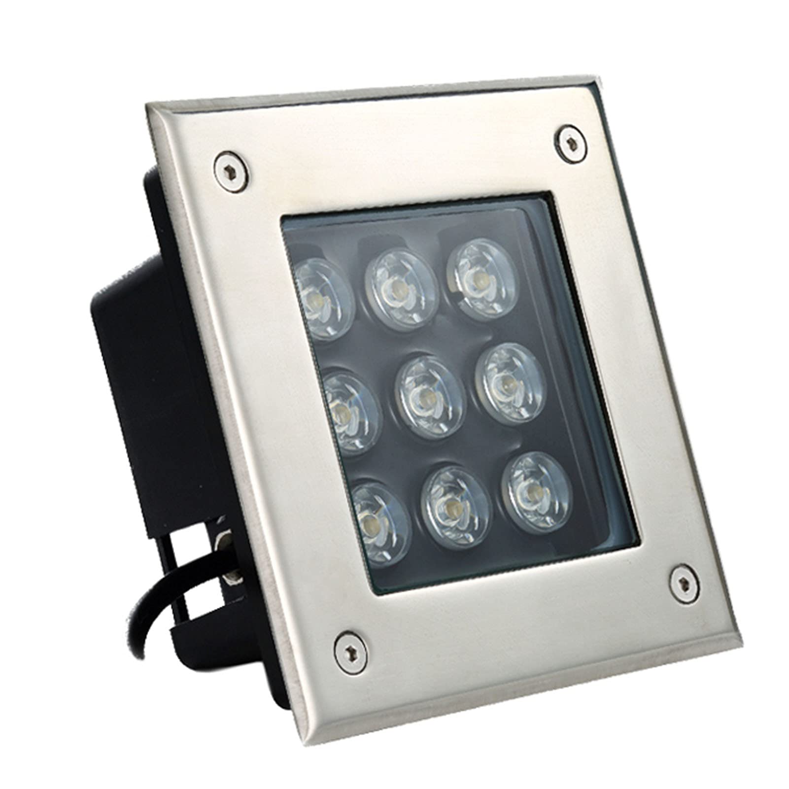 AWSAD 12W Square Inground LED Lights - IP67 Waterproof Outdoor Landscape Lighting for Garden, Pathway, Patio, Deck & Yard (Blue Light) - Perfect for Lawn Edging, Terrace Illumination & Nighttime Safety