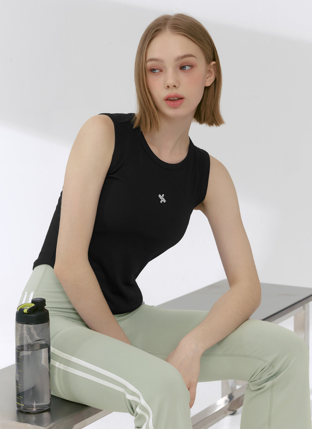 Ribbed Tension Sleeveless Top for Women - Stretchy Slim Fit Workout Shirt - Gym, Yoga & Running Activewear