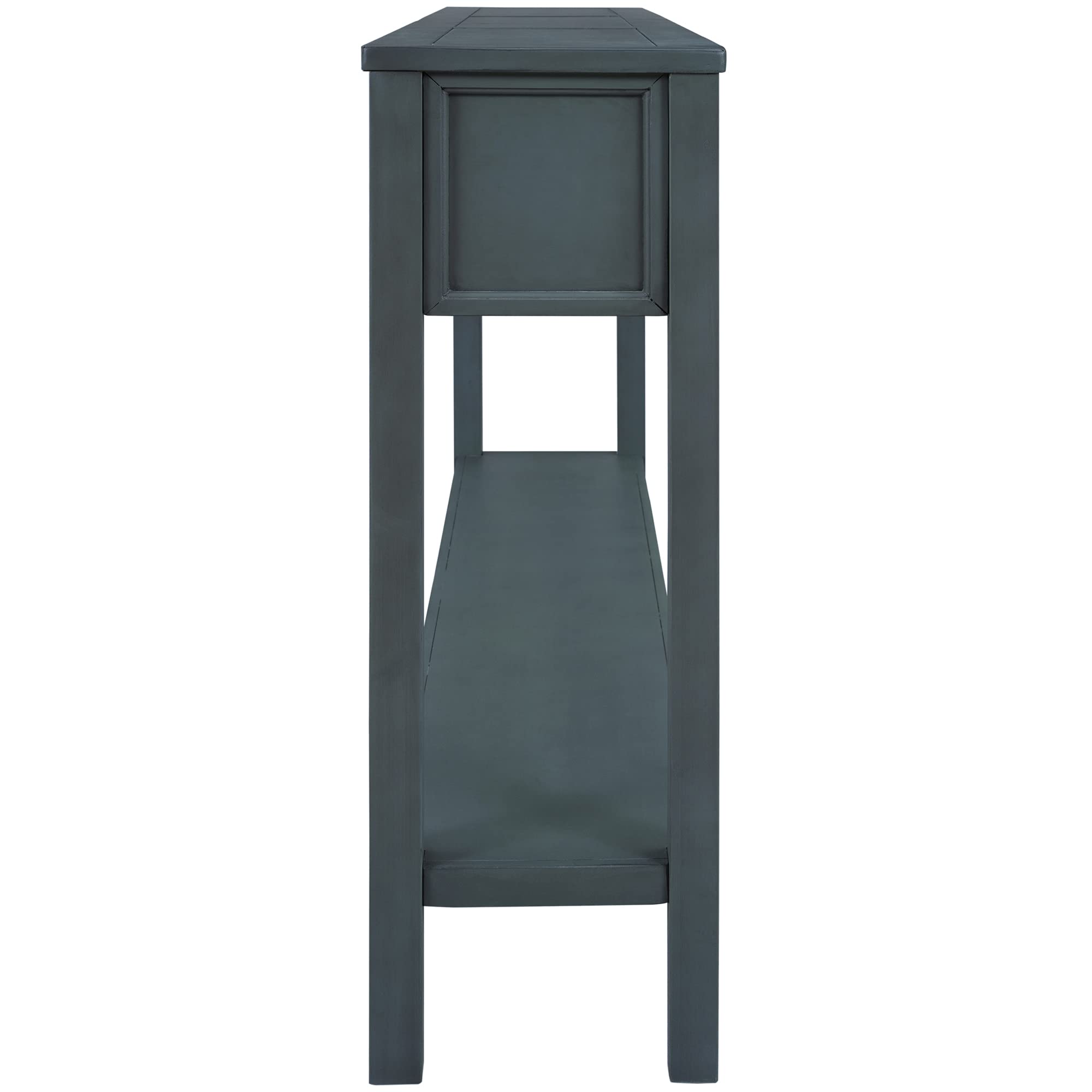 Distressed 4-Drawer Entryway Console Table with Open Shelf - Solid Wood Frame, 220lbs Capacity (60