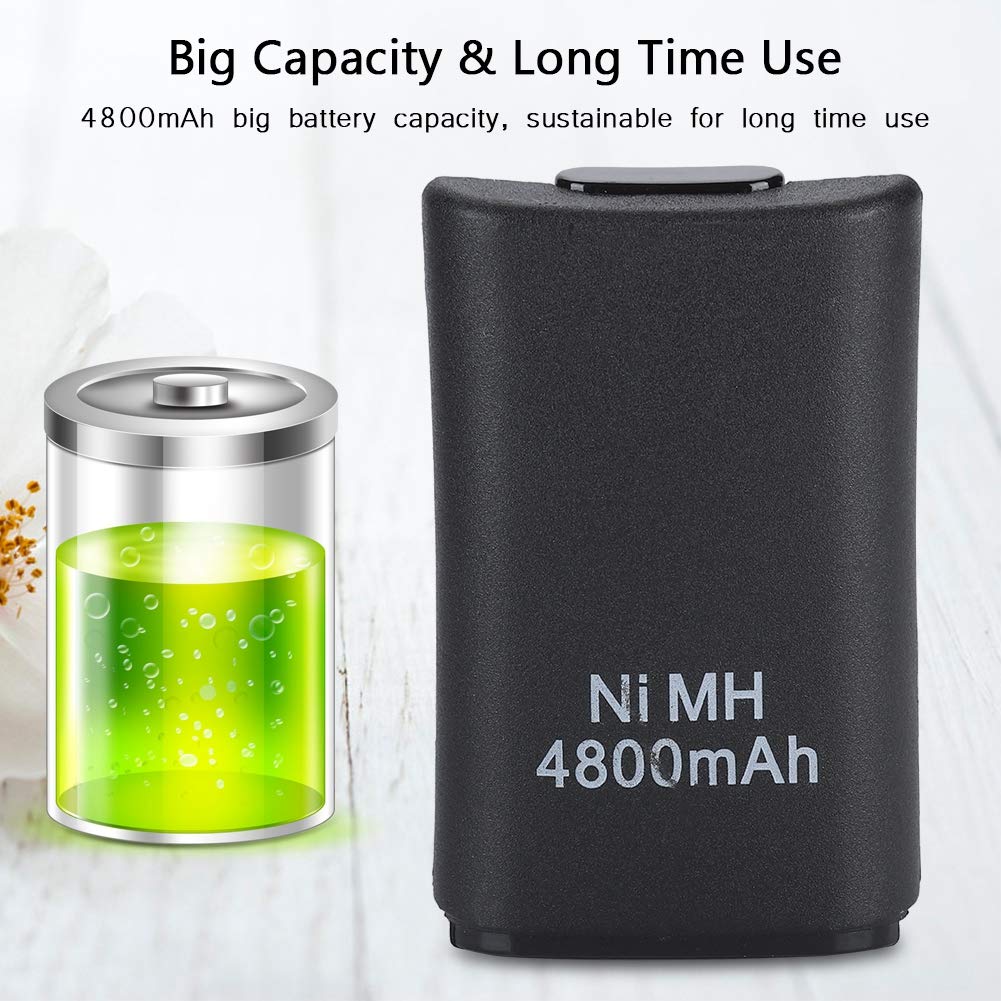 4800mAh Rechargeable Battery Pack for Xbox 360 Controller - USB Charging Cable & Dock Included - Long-Lasting Backup Power for Gaming Sessions, Travel, and Home Entertainment