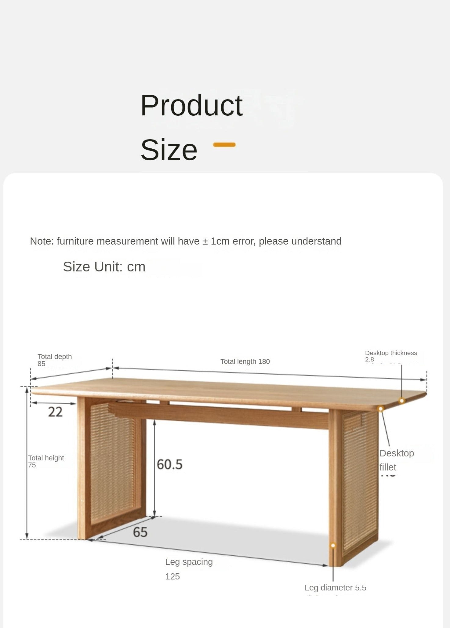 Solid Oak Wood Rattan Dining Table - Rustic Farmhouse Style for Indoor and Outdoor Use