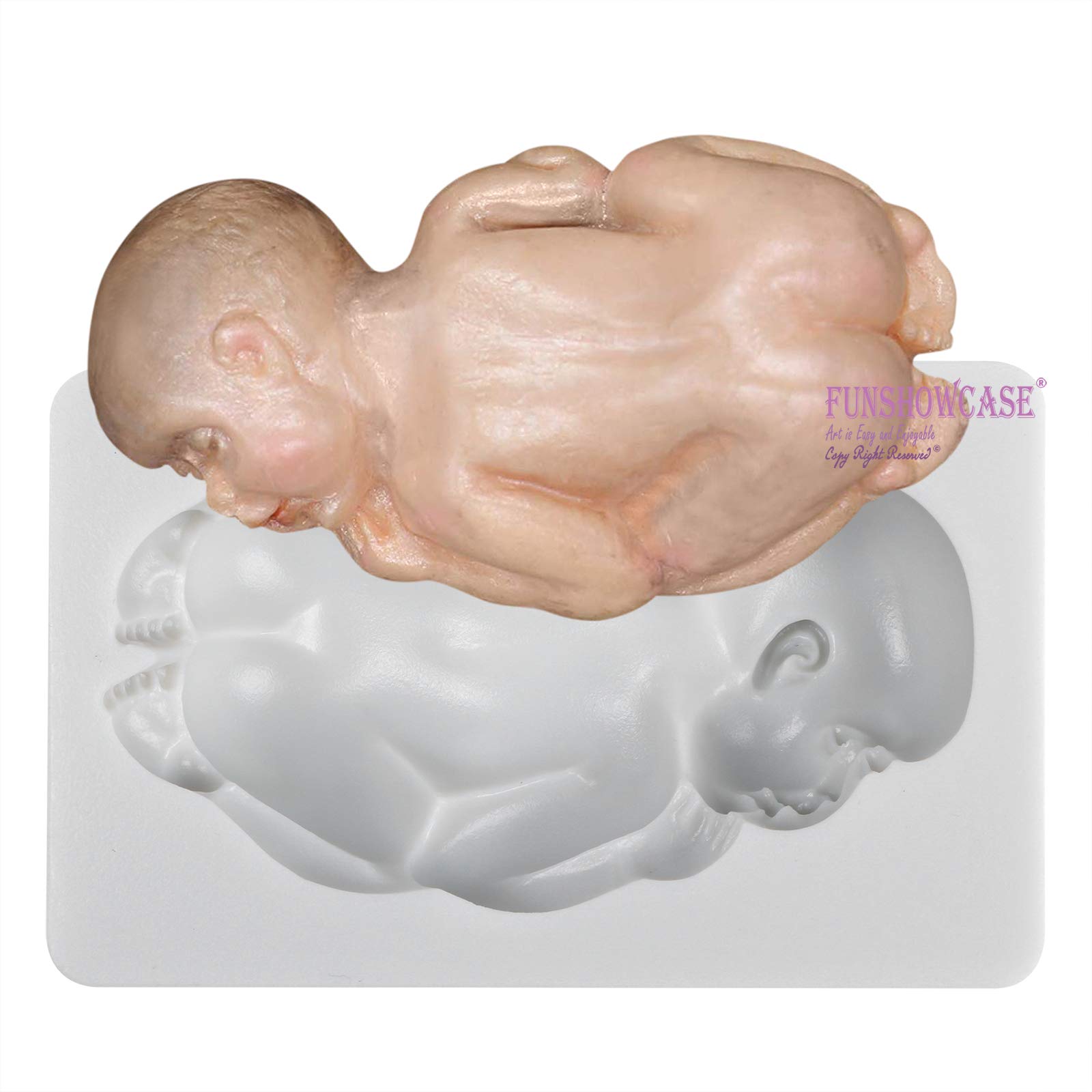 Funshowcase Large Silicone Baby Sleeping Mold - Perfect for Cake Decorating, Candy Making, DIY Soap Crafting | Ideal for Birthday Parties, Baby Showers & Holiday Treats