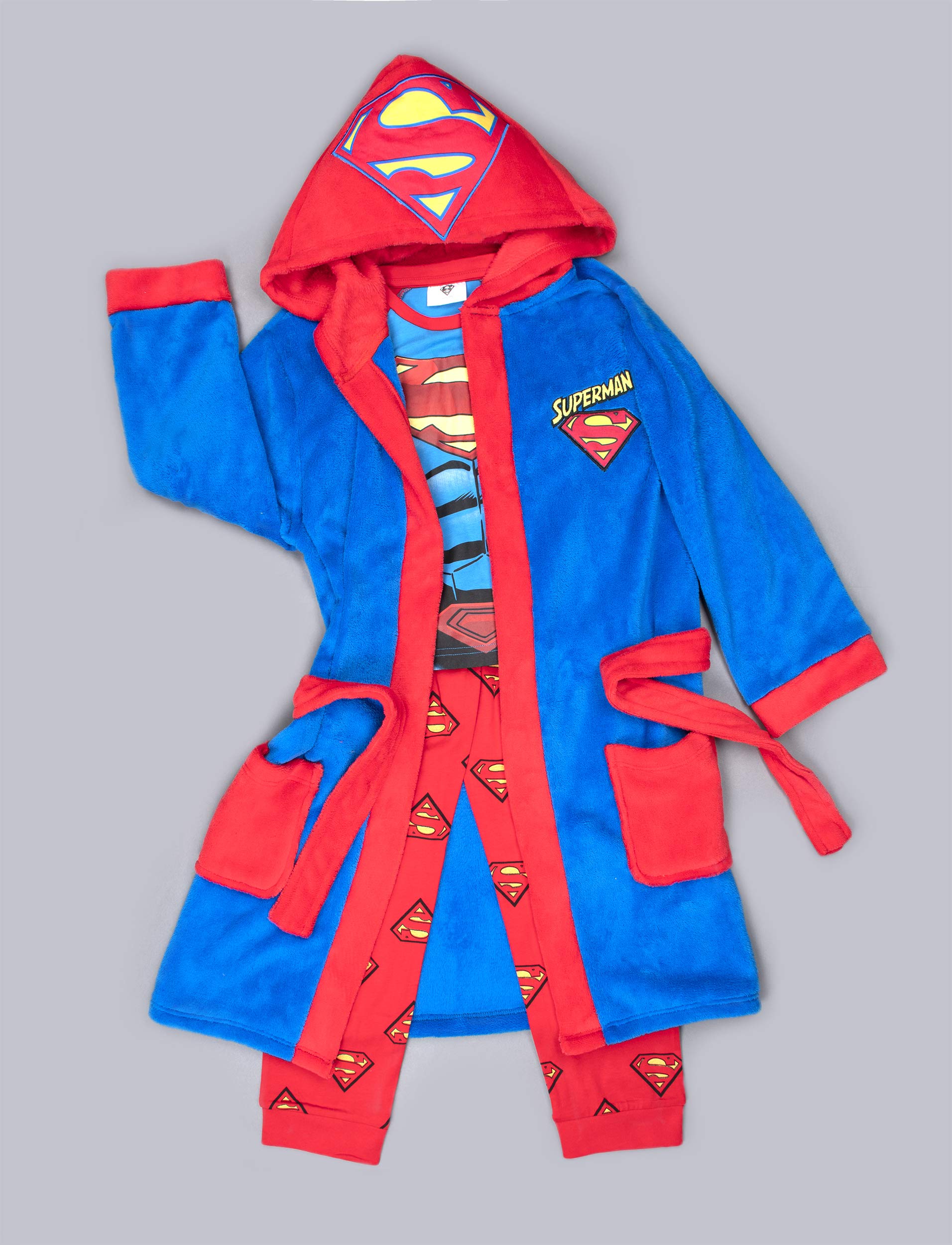 DC Comics Superman Pajama Set for Boys Age 3-10 | 100% Cotton Long Sleeve PJs with Cape | Official Licensed Sleepwear | Perfect for Halloween, Cosplay & Superhero Dress-Up