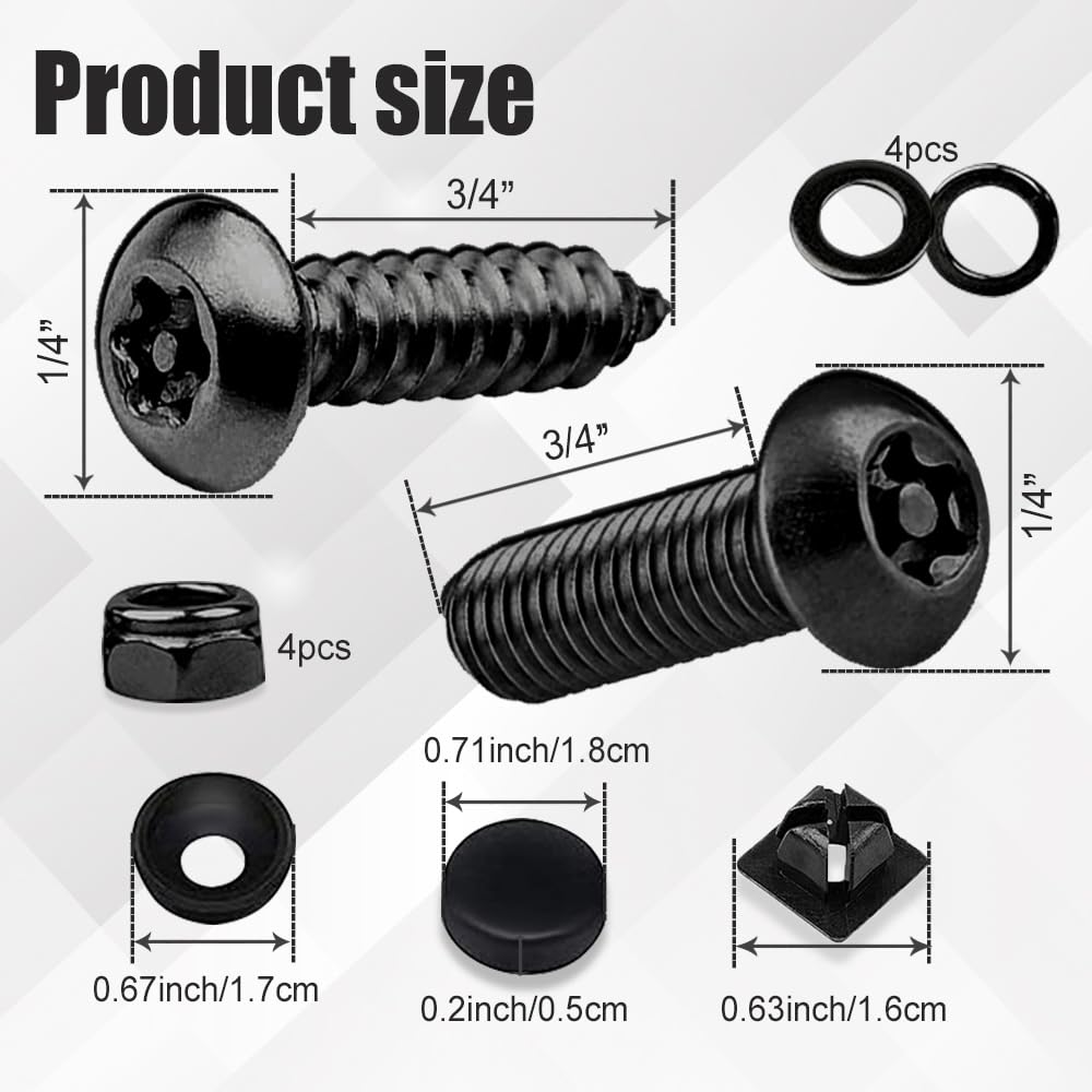 Anti Theft License Plate Screws - Stainless Steel Security Bolts for Car Mounting | Durable & Rustproof