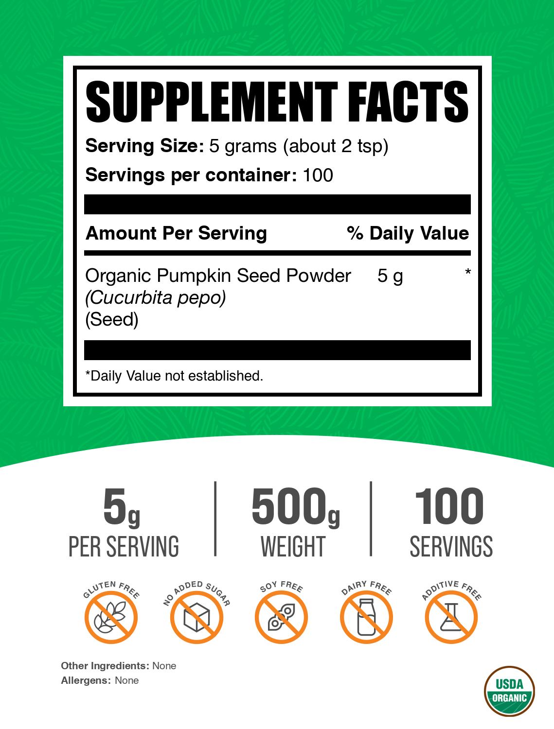 Organic Pumpkin Seed Powder - Pure, Natural & Nutrient-Rich Superfood for Smoothies, Baking & Healthy Recipes | Gluten-Free & Vegan Protein Source