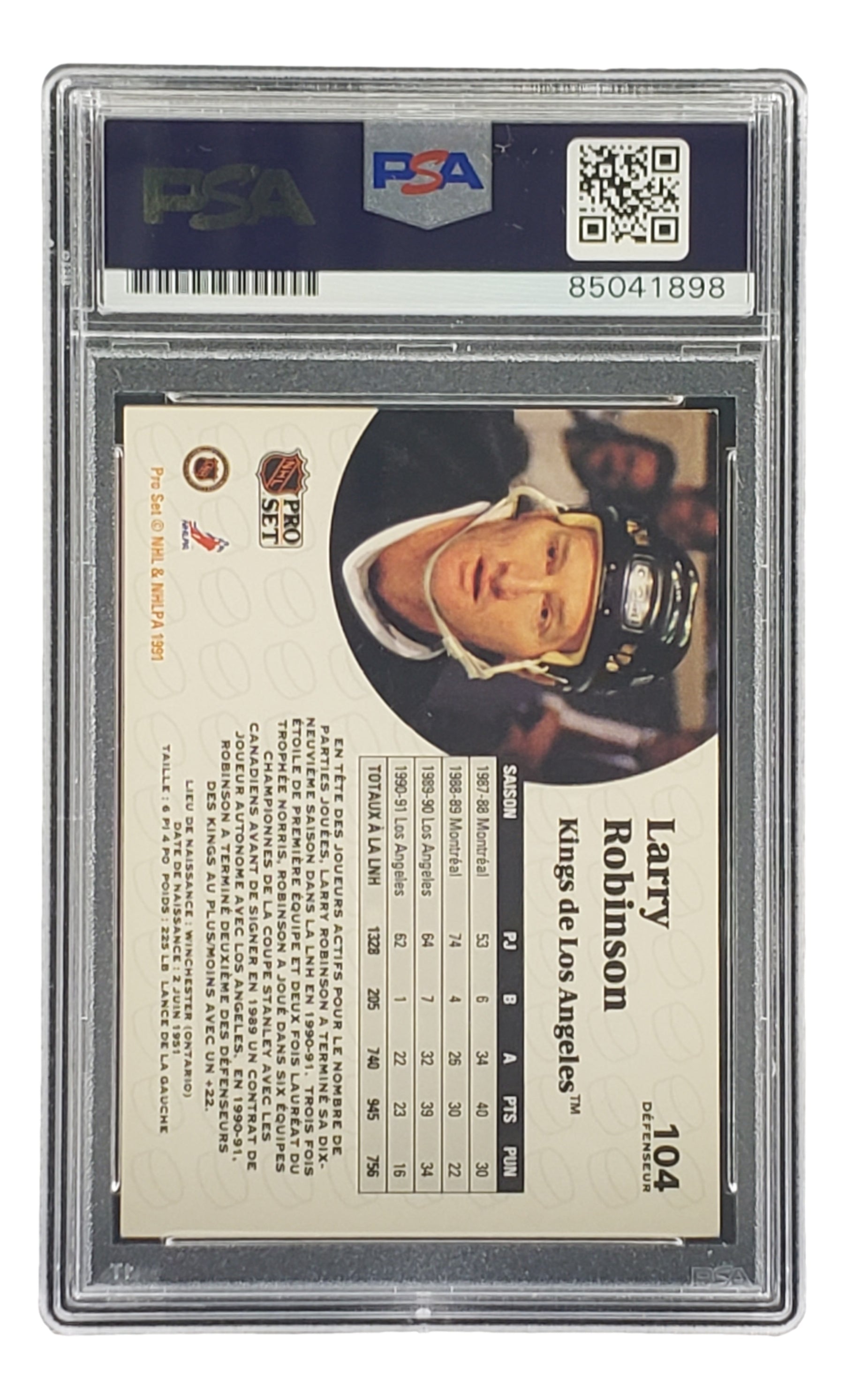 Larry Robinson Autographed 1991 Pro Set #104 LA Kings Hockey Card - PSA/DNA Certified 898 - Collectible Memorabilia for Hockey Fans & Sports Card Enthusiasts
