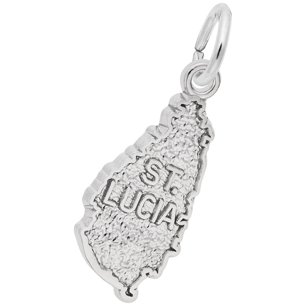 St. Lucia Map Charm - Sterling Silver Jewelry Pendant for Bracelets & Necklaces - Perfect for Travel Lovers & Souvenir Gifts