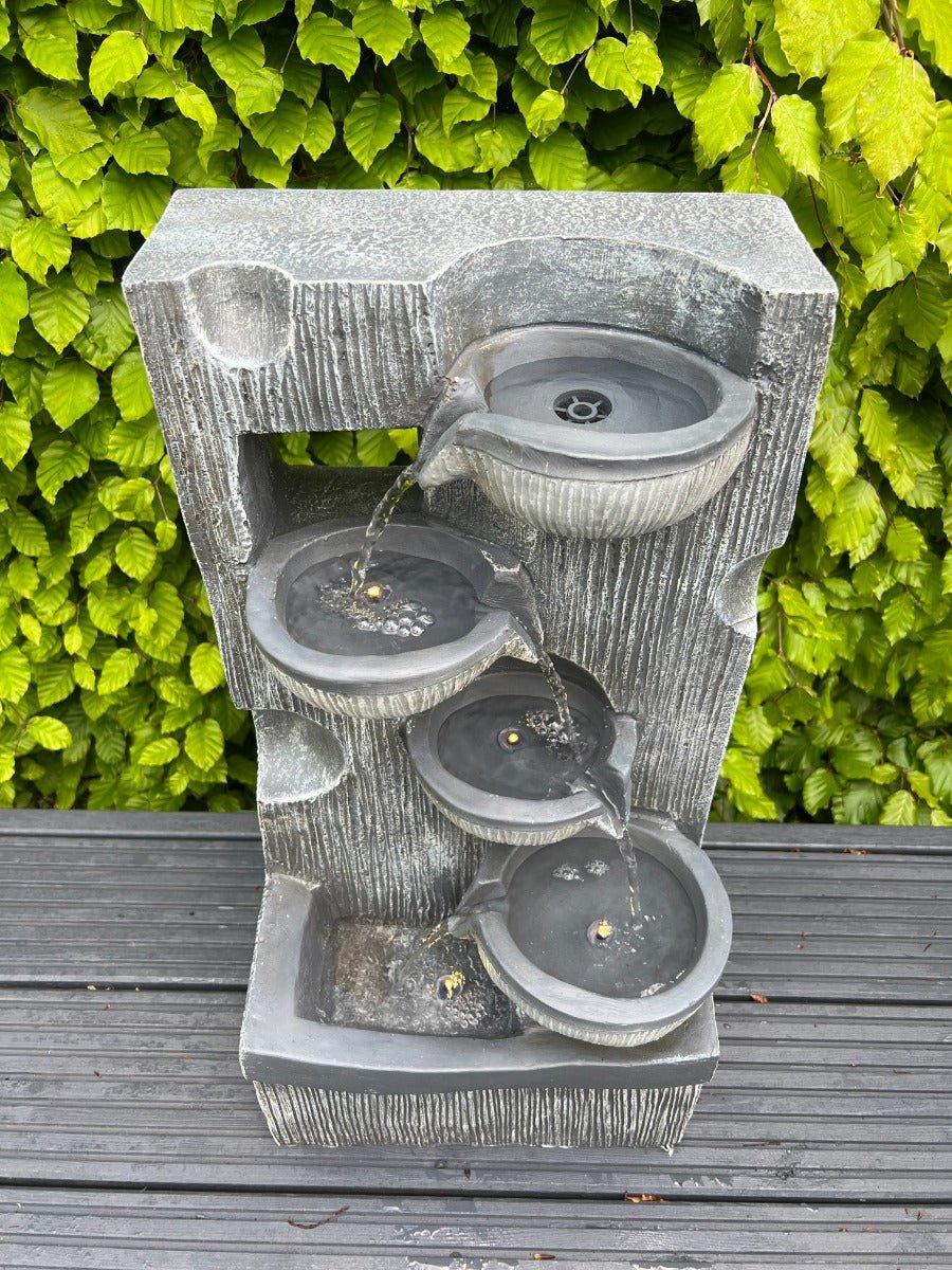 Solar Powered Waterfall Feature with 4 LED Water Bowls - 59