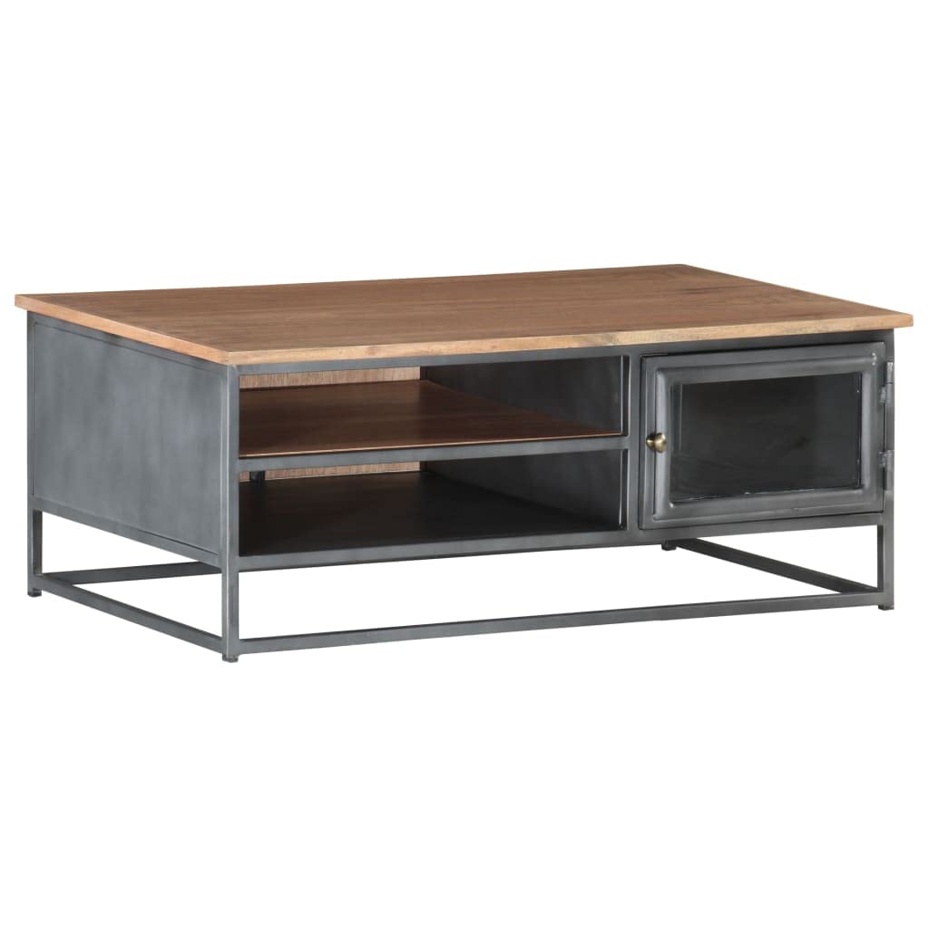 Modern Acacia Wood Coffee Table with Storage - 35.4