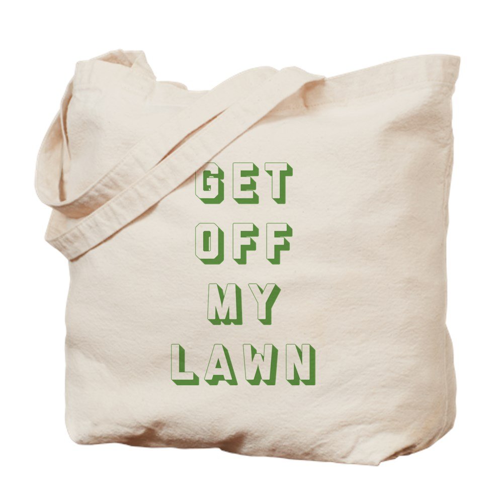 Get Off My Lawn Tote Bag - Natural Canvas Reusable Grocery Shopping Bag - Eco-Friendly & Durable for Groceries, Beach Trips & Farmers Market