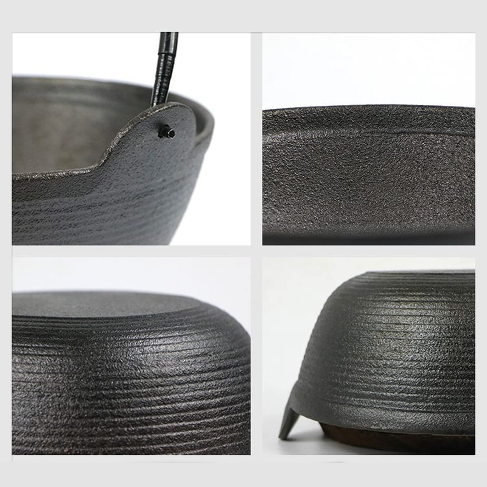 AIZYR Japanese Style Sukiyaki Cast Iron Nabe Pot with Wooden Lid - Traditional Tetsu Pot for Outdoor Camping, Hanging Stove Pan - Perfect for Hot Pot, Sukiyaki & Shabu-Shabu at Home or Picnics