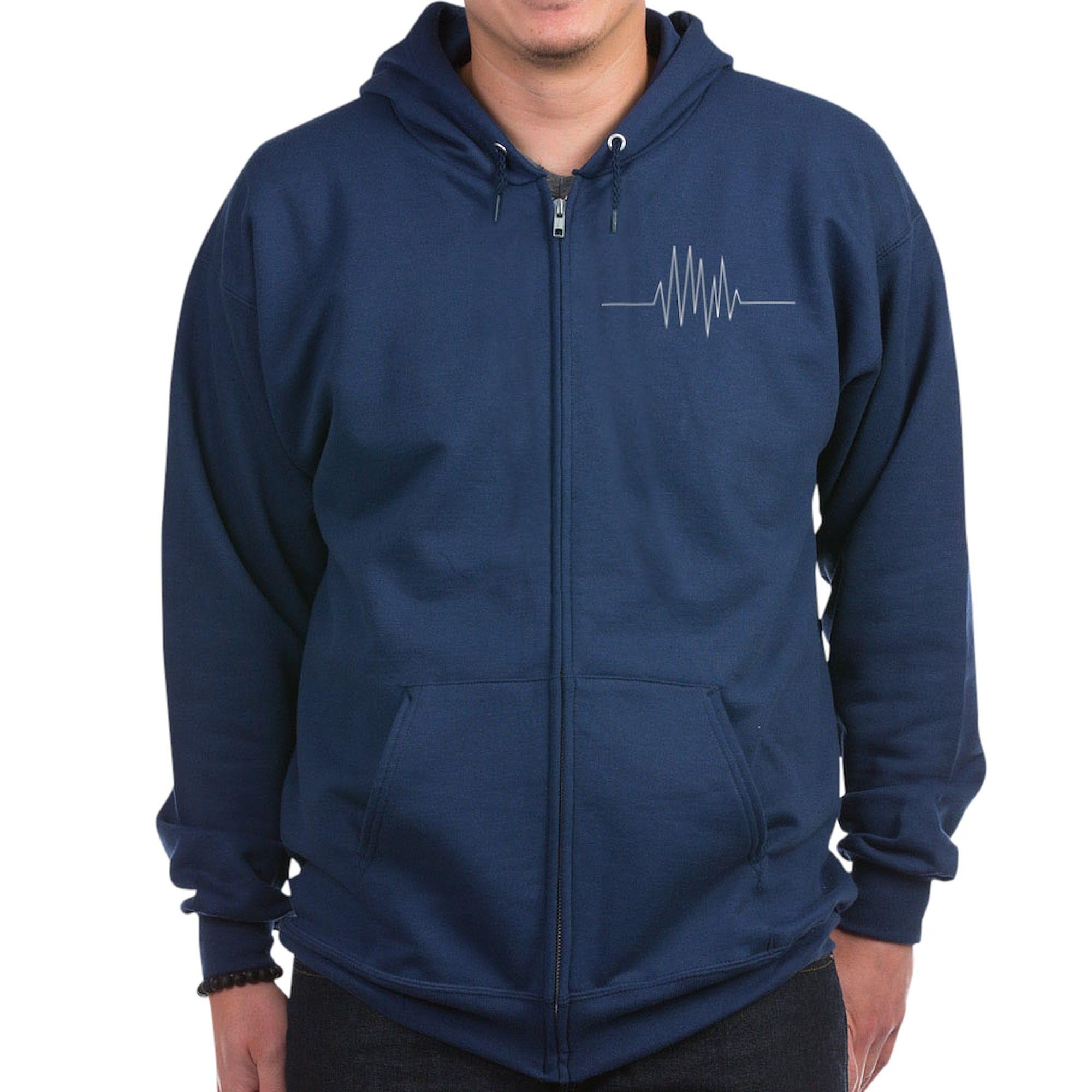 Men's Cardiogram Zip Hoodie - Dark Zip-Up Hooded Sweatshirt for Casual Wear & Outdoor Activities | CafePress