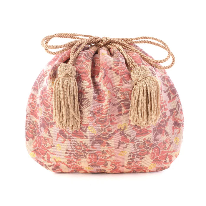 Nishijin Woven Small Drawstring Bag - Aztec Mythology Inspired Handmade Purse | Traditional Japanese Craft from Kyoto | Perfect for Coins, Jewelry & Gift Giving