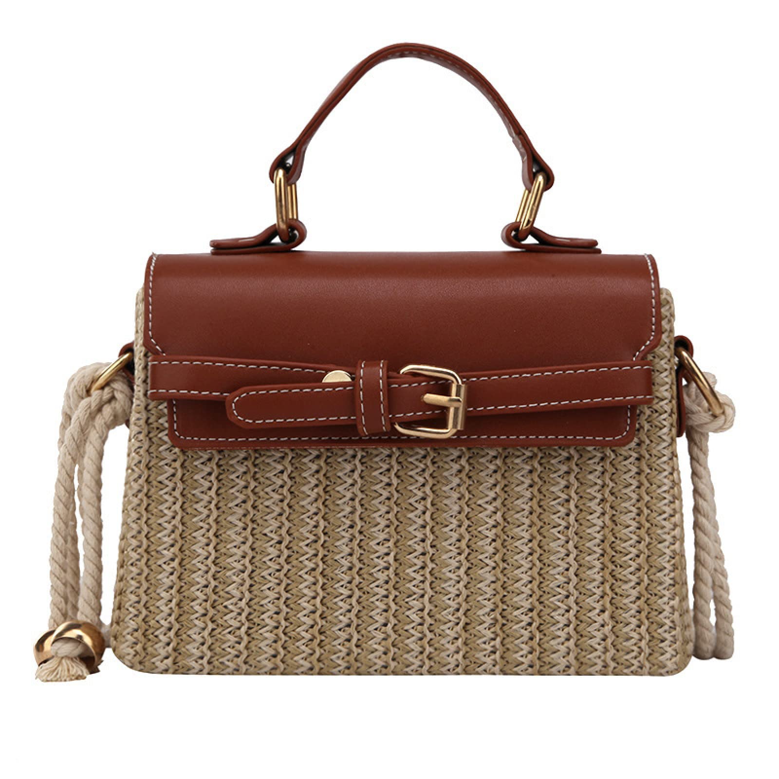 Straw Women's Shoulder Messenger Bag - Small Square Beach Bag for Travel, Shopping & Casual Outings | Perfect for Seaside Trips, Picnics & Summer Fashion Accessories
