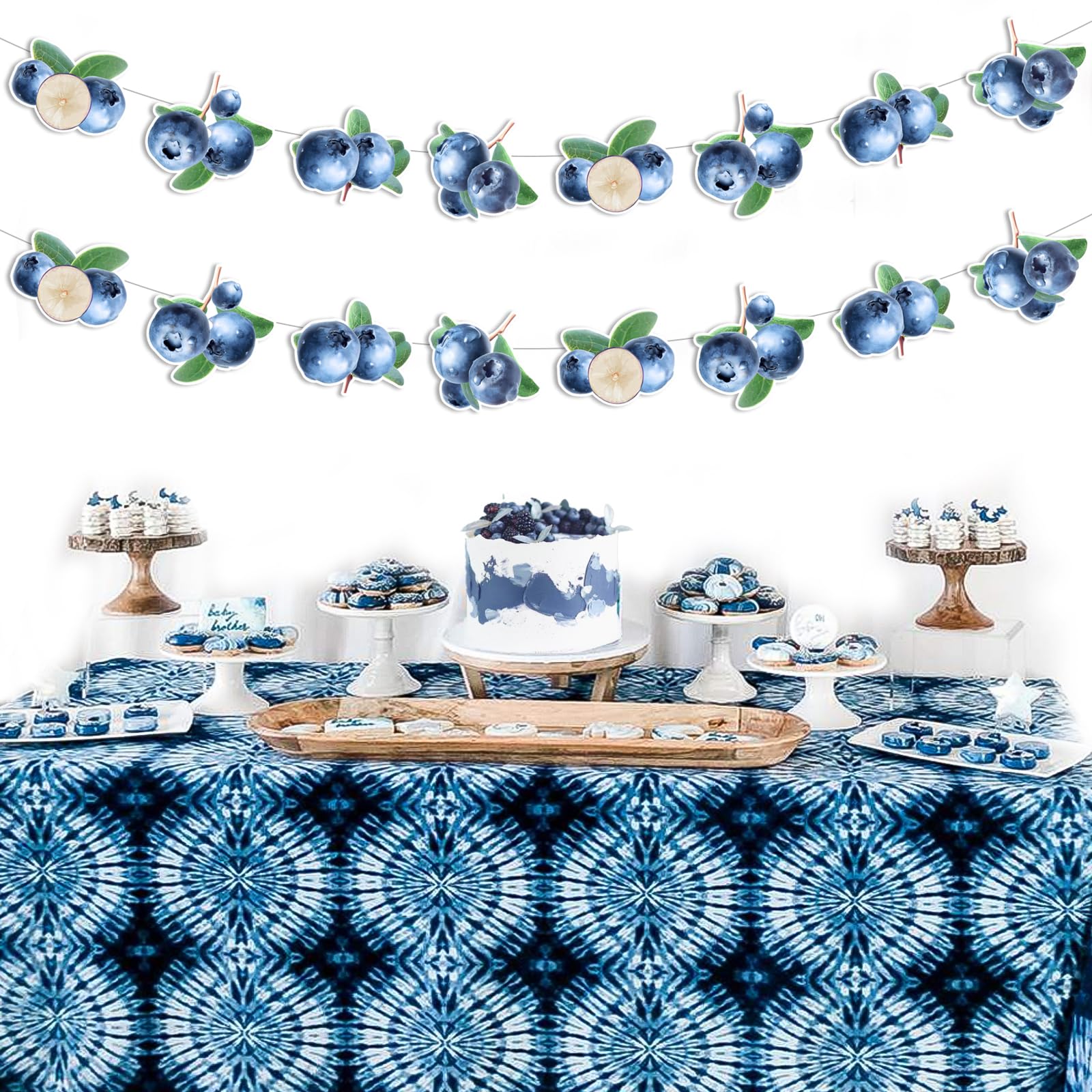 Kreatwow Blueberry Birthday Decorations - 2pcs Blueberry Garlands for Fruit Theme Party, Summer Birthday Party Decor - Perfect for Baby Showers, Bridal Showers & Summer Picnics