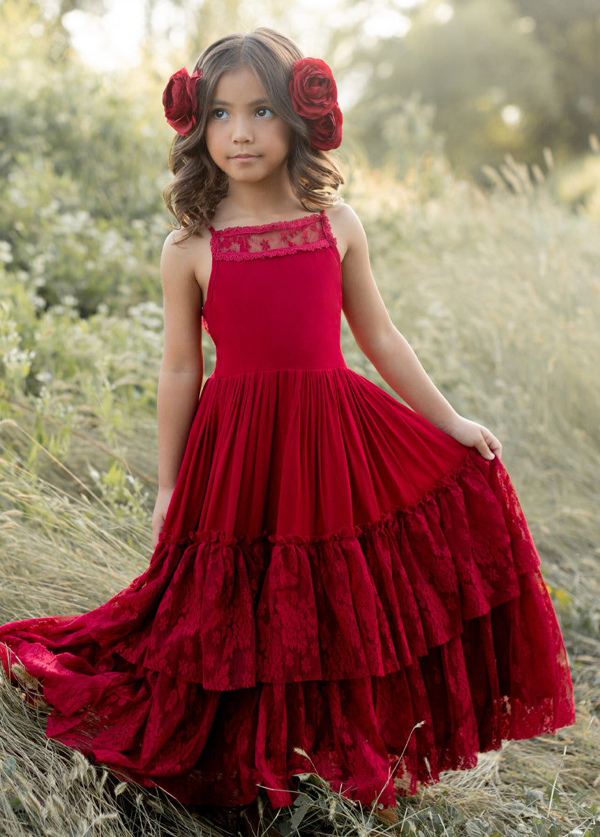 Catrin Women's Dress in Crimson Red - Elegant & Comfortable for Parties, Weddings & Special Occasions