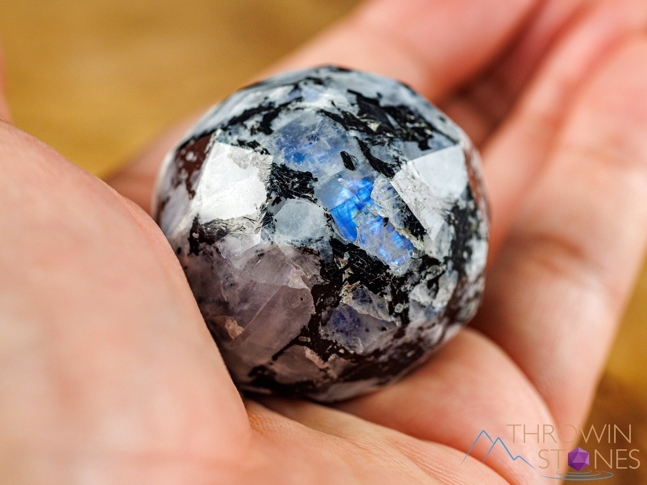 Rainbow Moonstone Crystal Faceted Sphere - Healing Crystal Ball for Meditation, Feng Shui Decor, Unique Housewarming Gift, Home & Office Decoration | Perfect for Yoga Spaces, Spiritual Altars & Positive Energy