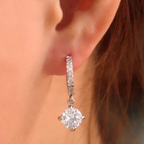 Shining Zircon Crystal Drop Dangle Earrings for Women - Golden Hoop Leverback Earrings with Sparkling Stones, Elegant Jewelry Gift for Her - Perfect for Parties, Weddings & Special Occasions
