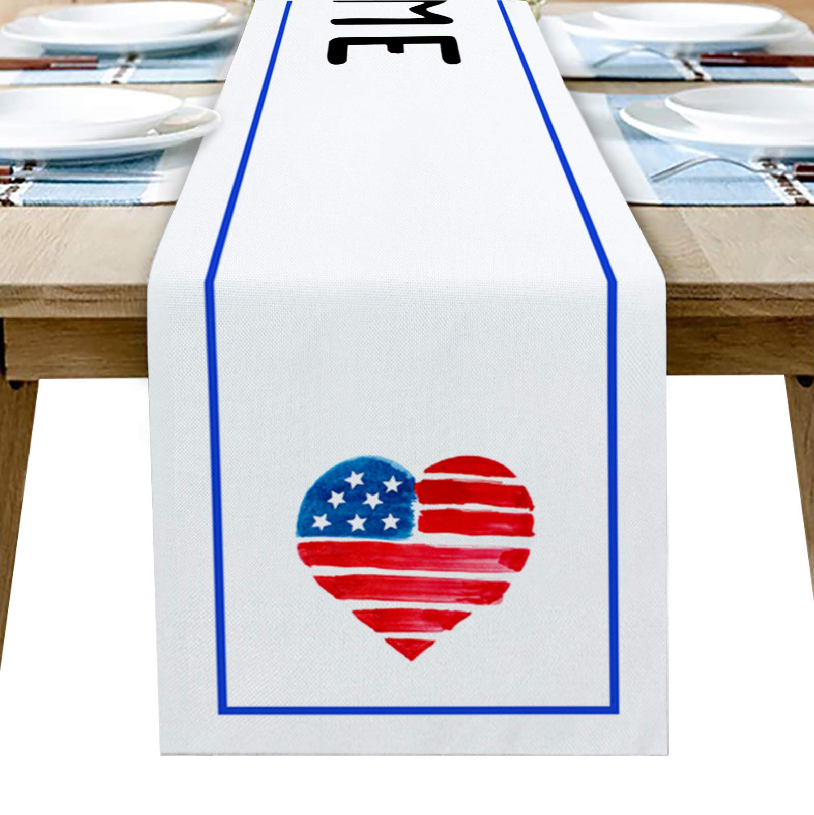 Premium Sailground Linen Burlap Table Runner - American Flag Patriotic Decor for Independence Day, Weddings & Home Dining | Kitchen, Coffee Table, Dresser Scarf for Indoor & Outdoor Party Decorations