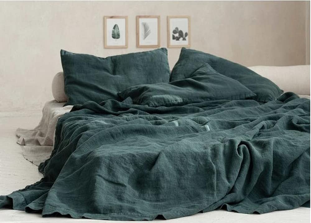 Boho Dark Green Duvet Cover Set - 100% Cotton King Size Bedding with Button Closure | Soft & Breathable Comforter Cover for Twin, Queen, King Beds | Perfect for Bohemian, Farmhouse & Modern Bedroom Decor