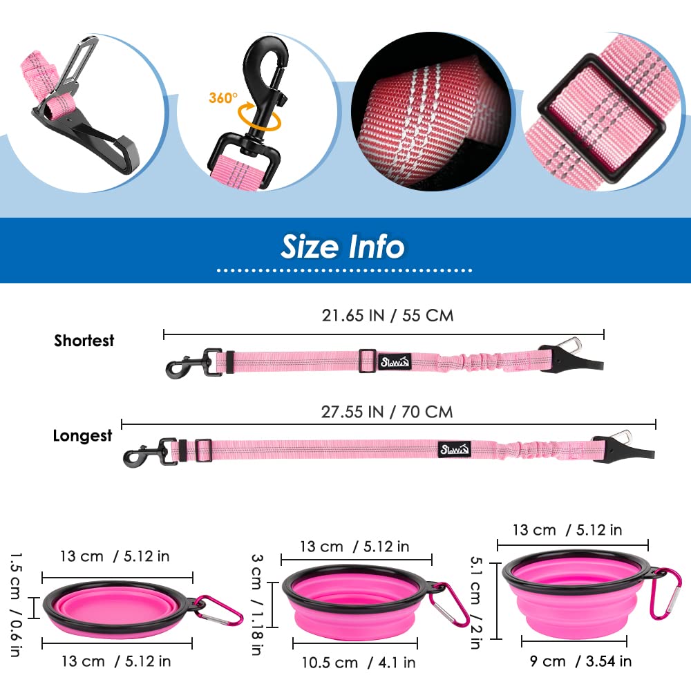 Lukovee 2 Pack Adjustable Dog Seatbelt Leash for Cars - Pet Safety Harness with Reflective Bungee - Secure Dog Restraint for Vehicle Travel & Daily Use - Perfect for Road Trips, Commuting, and Safe Pet Transportation (PI-0)