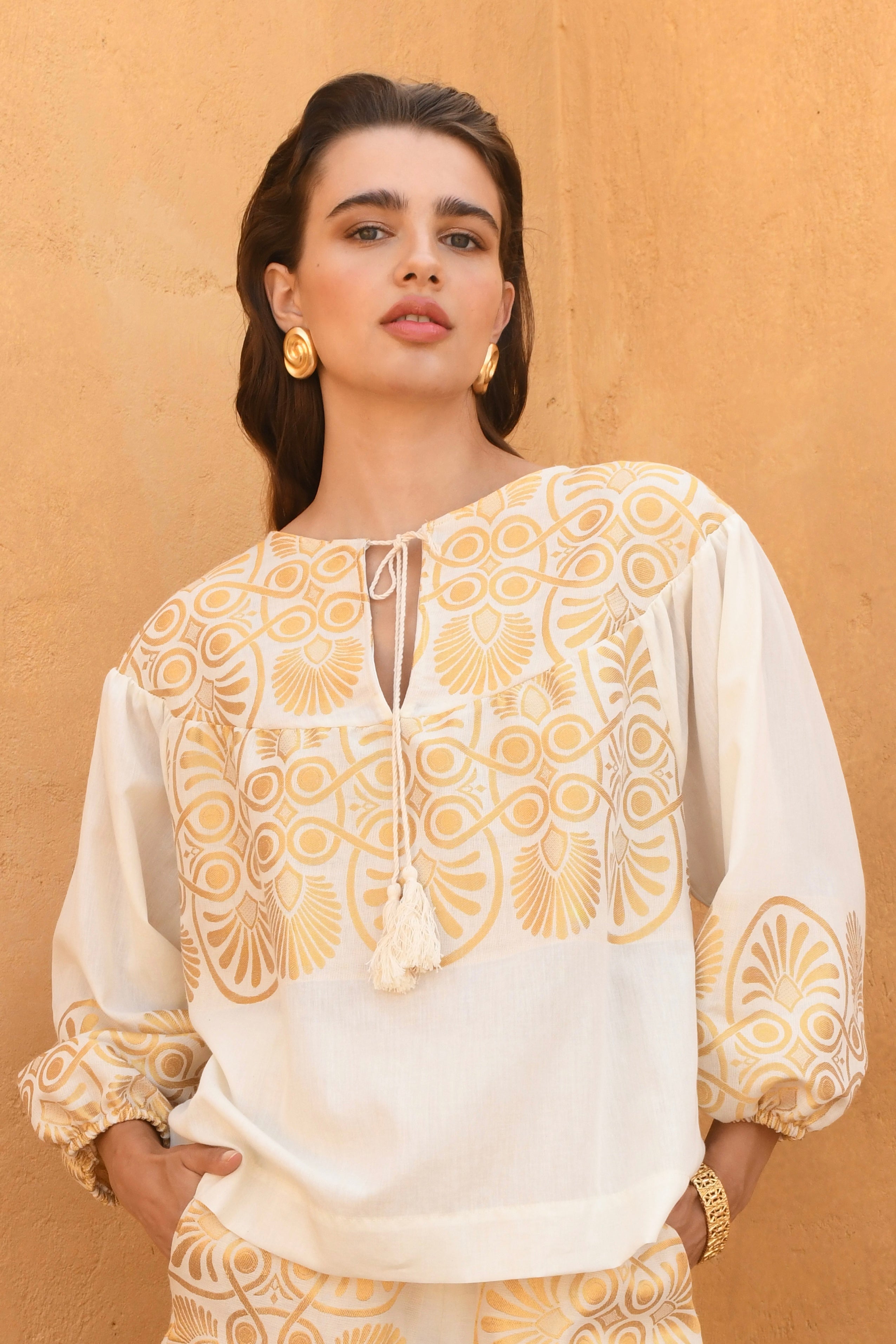 Kasia Resort Kirki Tunic Top for Women - Flowy Summer Beach Cover Up, Boho Chic Vacation Blouse | Perfect for Poolside, Beach Getaways & Resort Wear