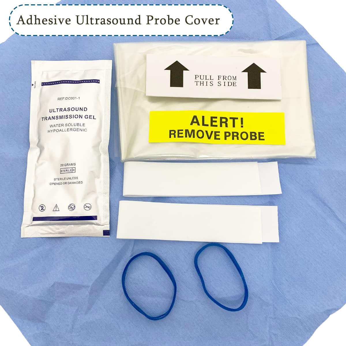 Sterile Latex-Free Disposable Ultrasound Probe Covers with Adhesive - 50 Pack (6