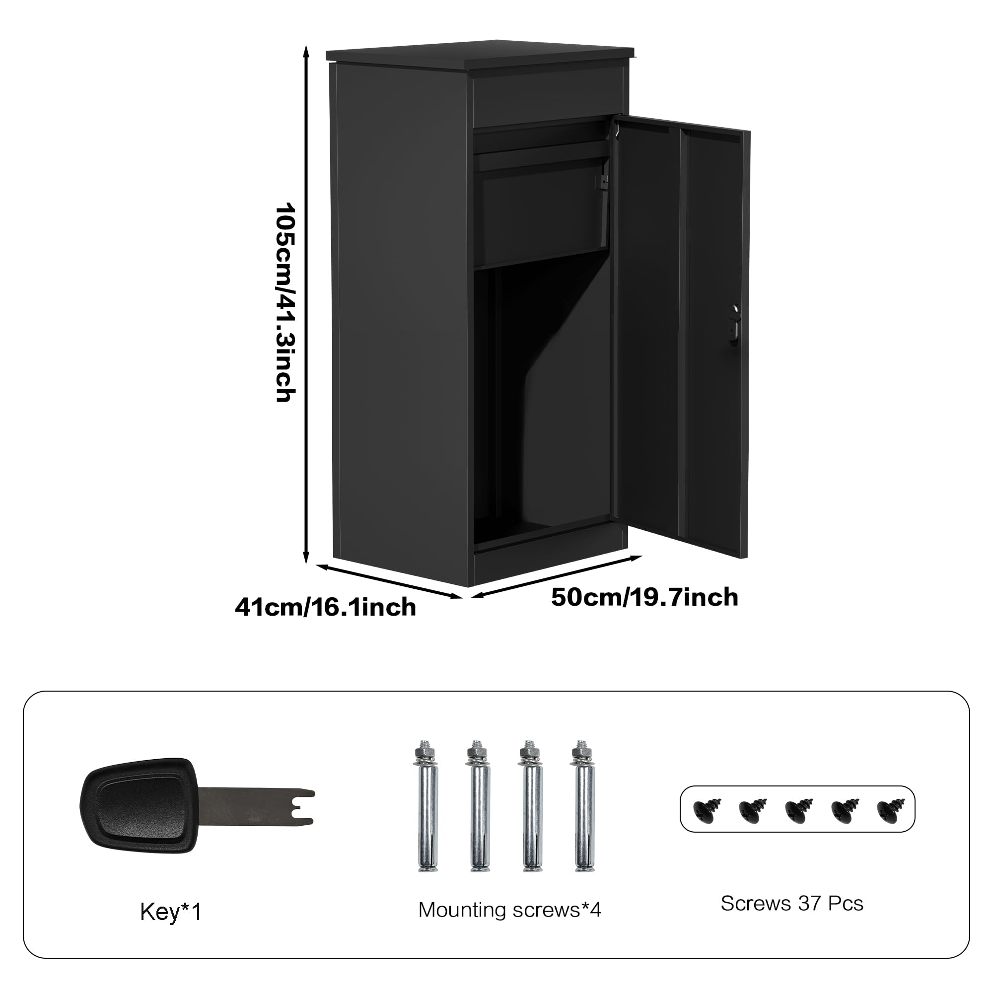 Waterproof Anti-Theft Wall Mounted Package Delivery Box for Porch & Deck - 19.7x16.1x41.3 Inch Outdoor Storage Solution | Secure Mail & Package Drop Box for Home, Apartment & Business Delivery Protection
