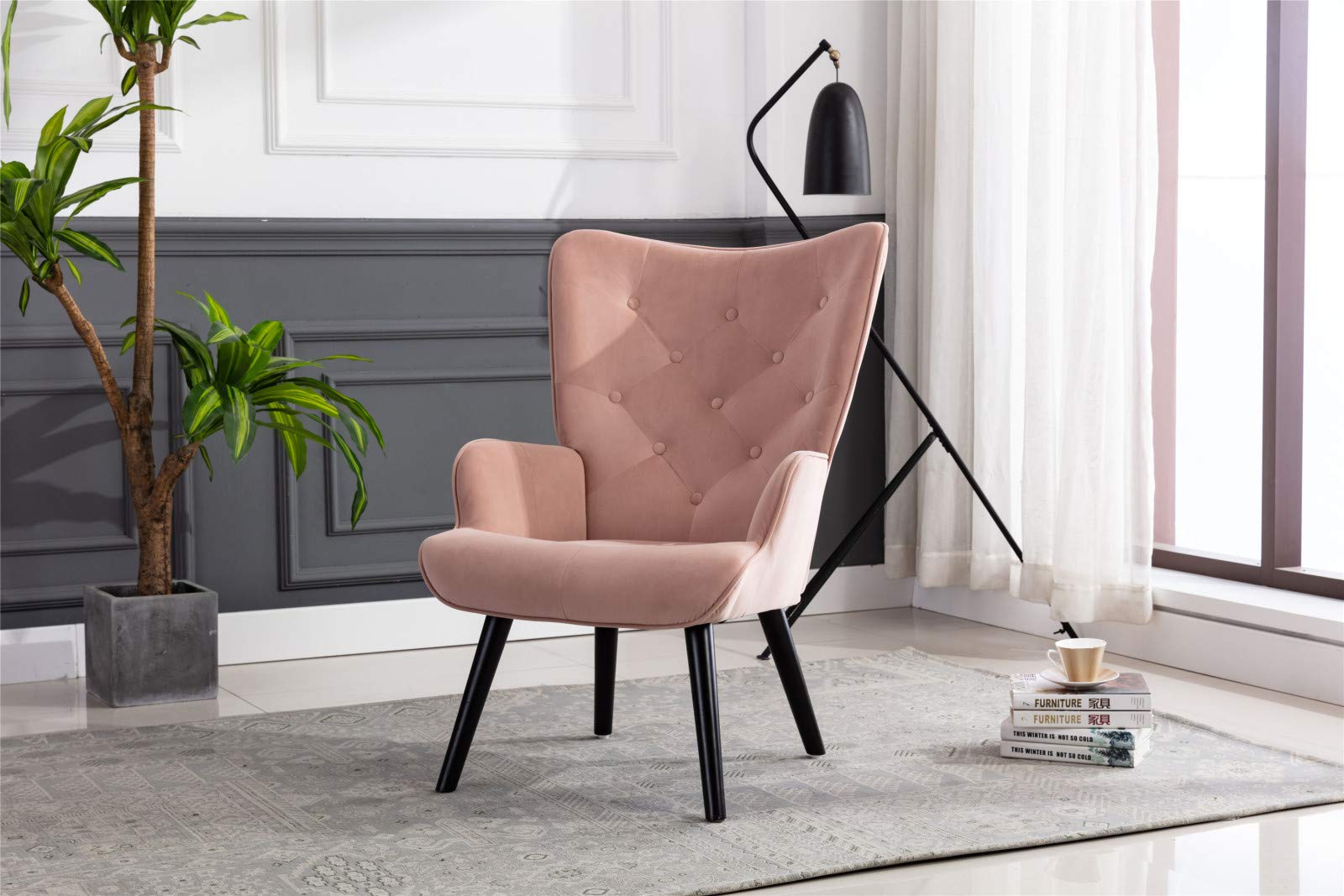 Modern Pink Accent Chair for Living Room & Bedroom - Comfortable Leisure Chair for Reading, Relaxing & Decor - Takefuns Stylish Home Furniture