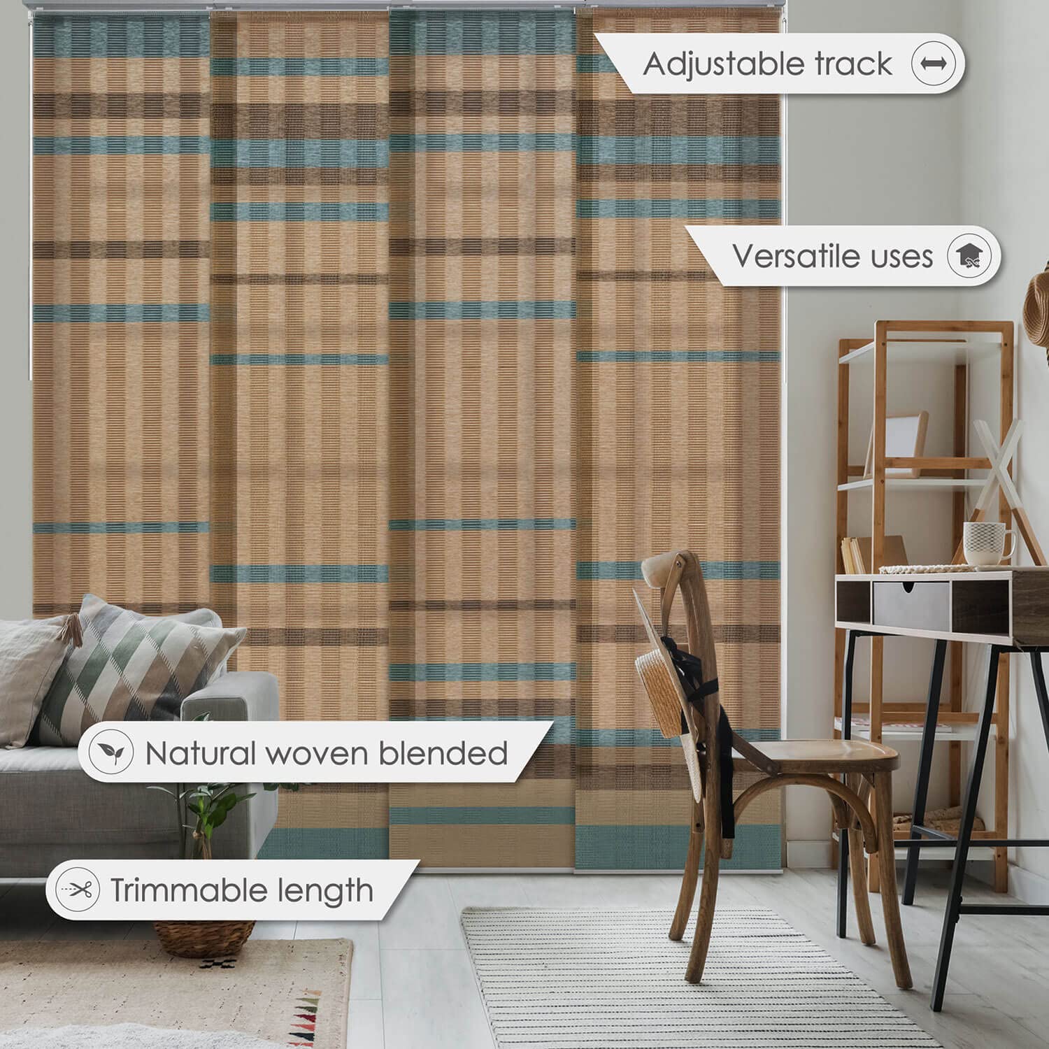 GoDear Adjustable Sliding Panel Track Vertical Blinds 45.8