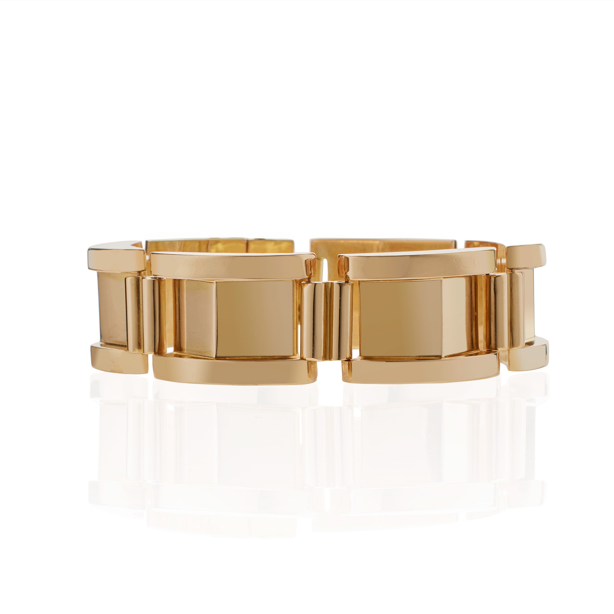 Vintage French Retro 18K Gold Tank Bracelet for Women - Elegant Luxury Jewelry Gift for Anniversary, Birthday & Special Occasions