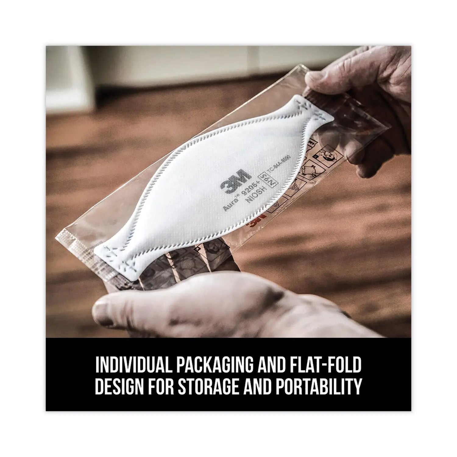 3M™ Aura Particulate Respirator 9205+ N95 Mask - One Size Fits Most - 20 Pack - Dust, Pollen & Air Pollution Protection for Construction, Woodworking & Healthcare Workers