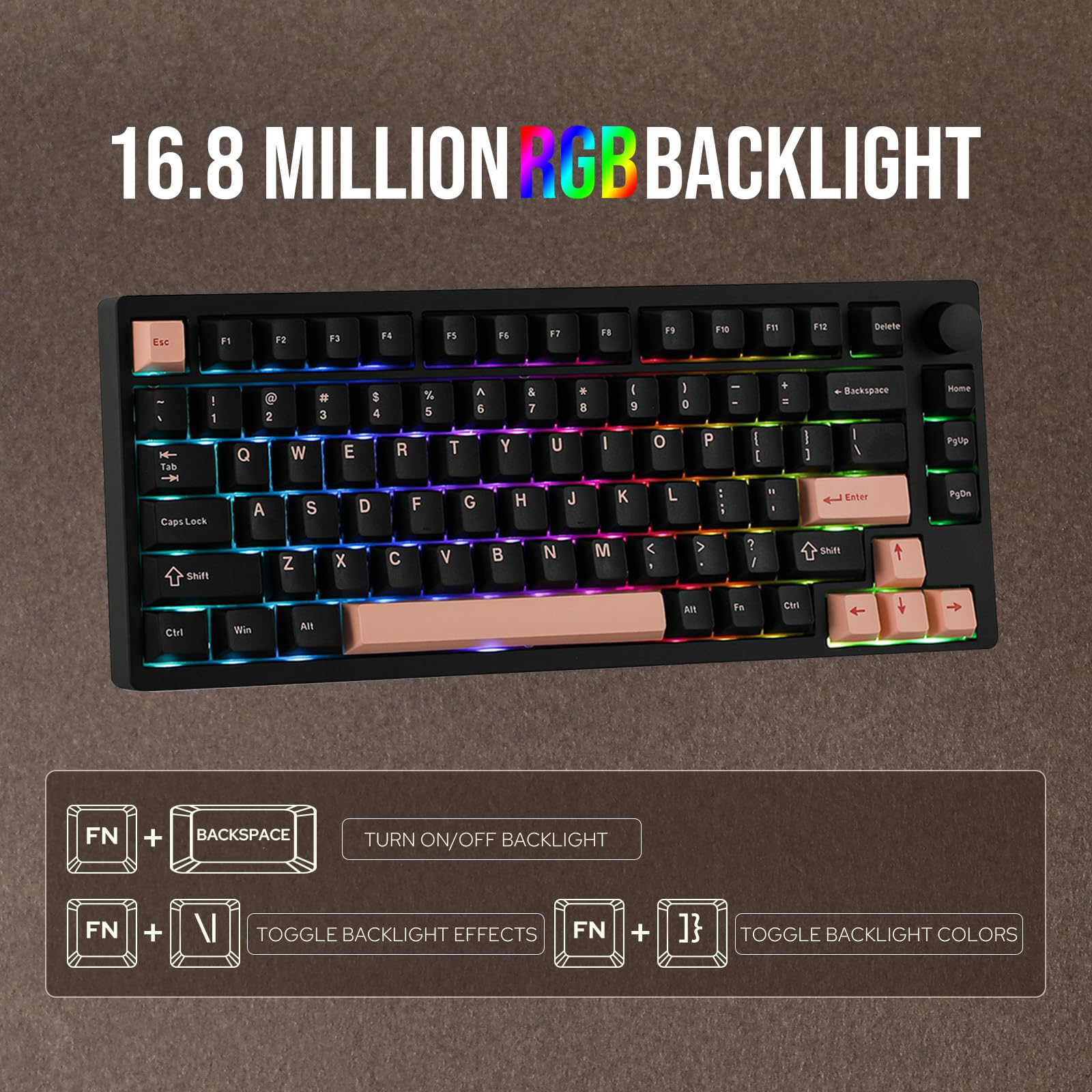 EPOMAKER P75 Wireless Mechanical Keyboard - Bluetooth 5.0/2.4GHz/USB-C Hot Swappable Aluminum Keyboard with Gasket Structure & Wisteria Linear Switch (Black) for PC Gaming, Mac, Tablet, PS5, Xbox - Perfect for Typing, Coding & Gaming